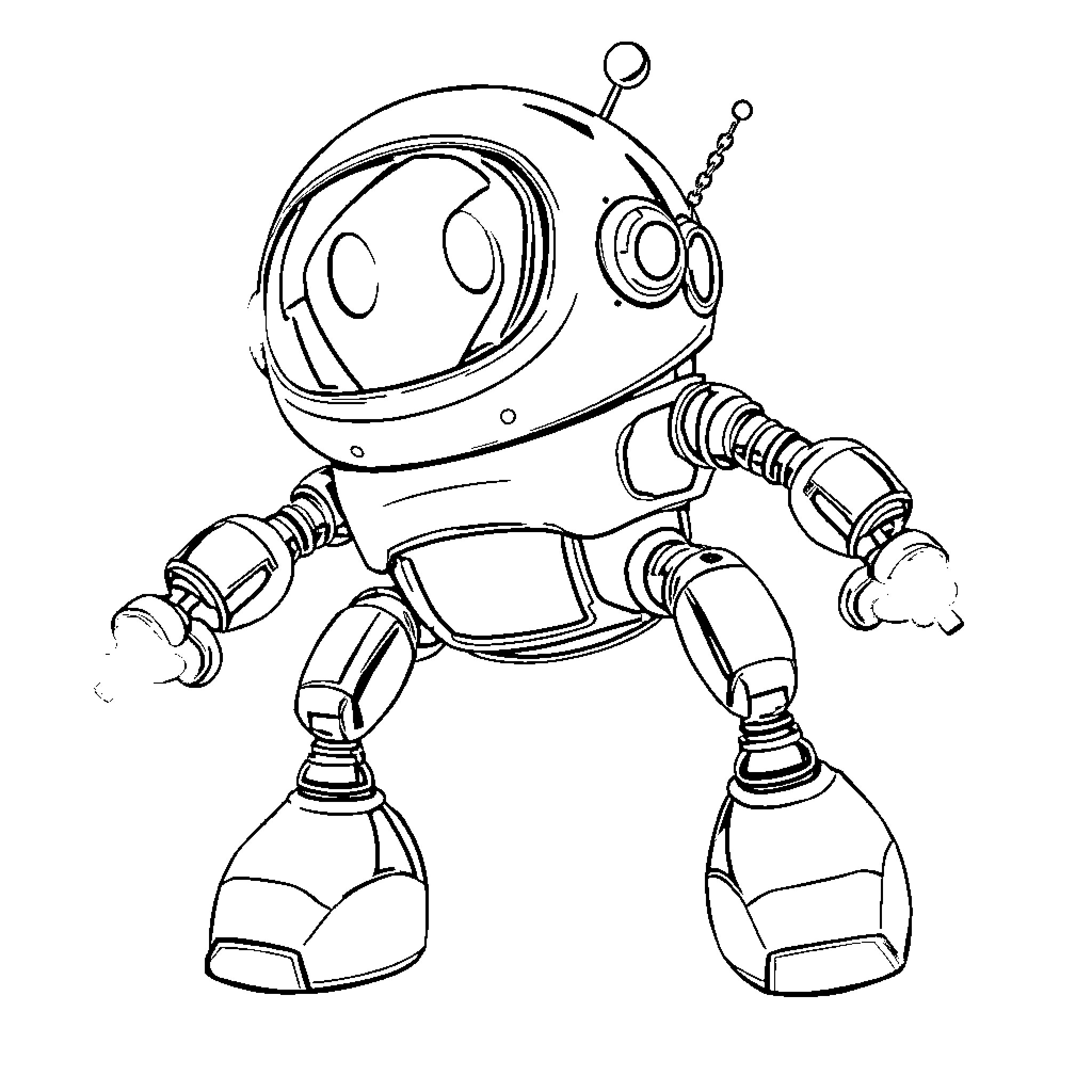 Astro Bot exploring outer space adventure Coloring Page (free black-and-white line drawing printable PDF for all, from beginners to advanced learners, including children, teens, adults, and seniors)