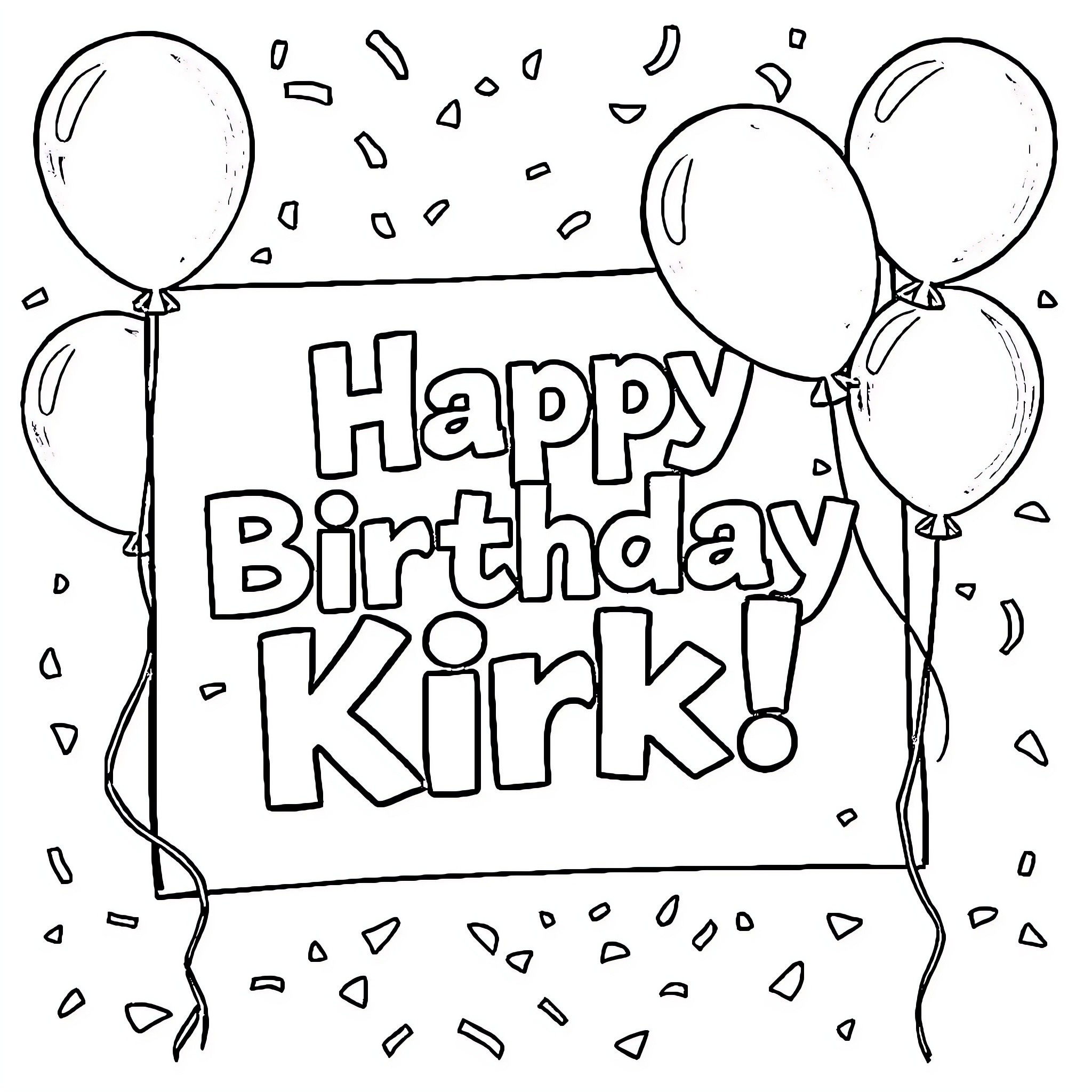 Birthday celebration with balloons and festive decoration Coloring Page (free black-and-white line drawing printable PDF for all, from beginners to advanced learners, including children, teens, adults, and seniors)
