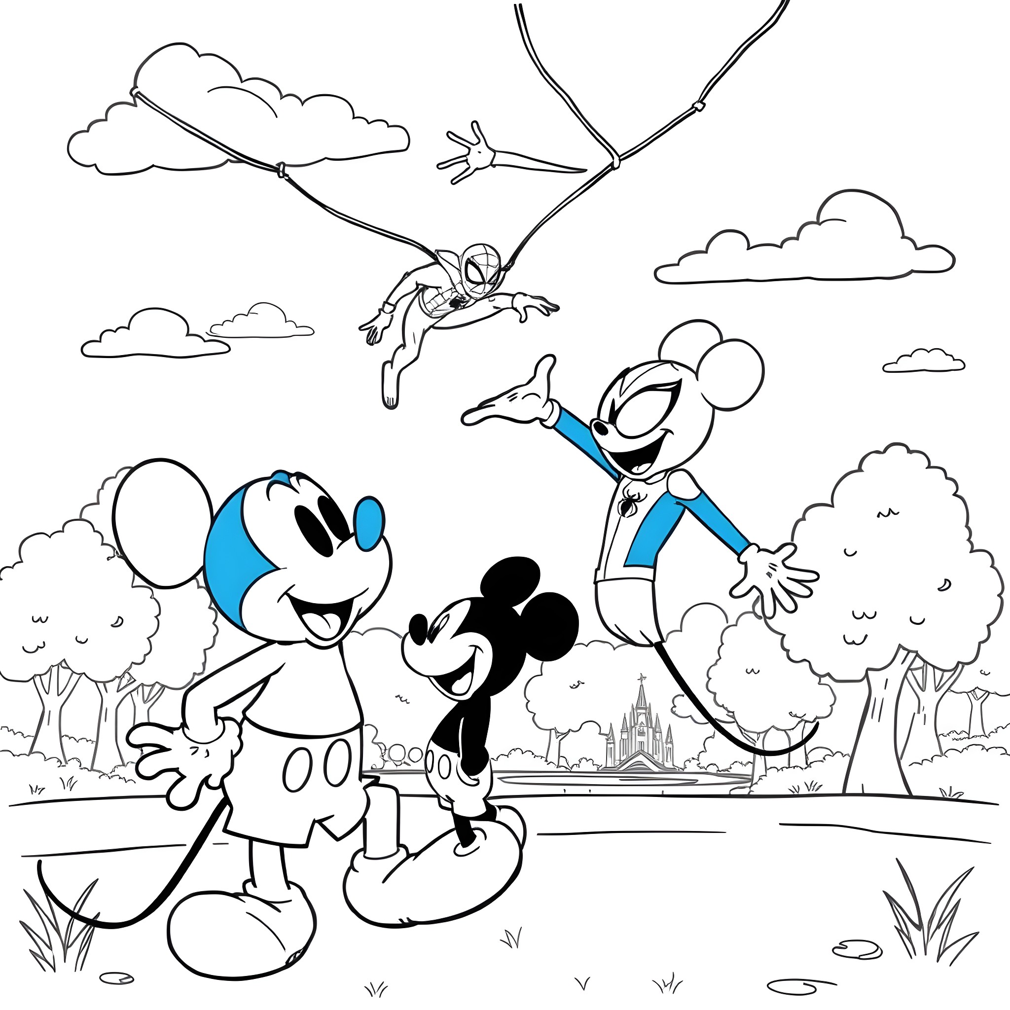 Bluey's Playful Adventure in the Park Coloring Page (free black-and-white line drawing printable PDF for all, from beginners to advanced learners, including children, teens, adults, and seniors)