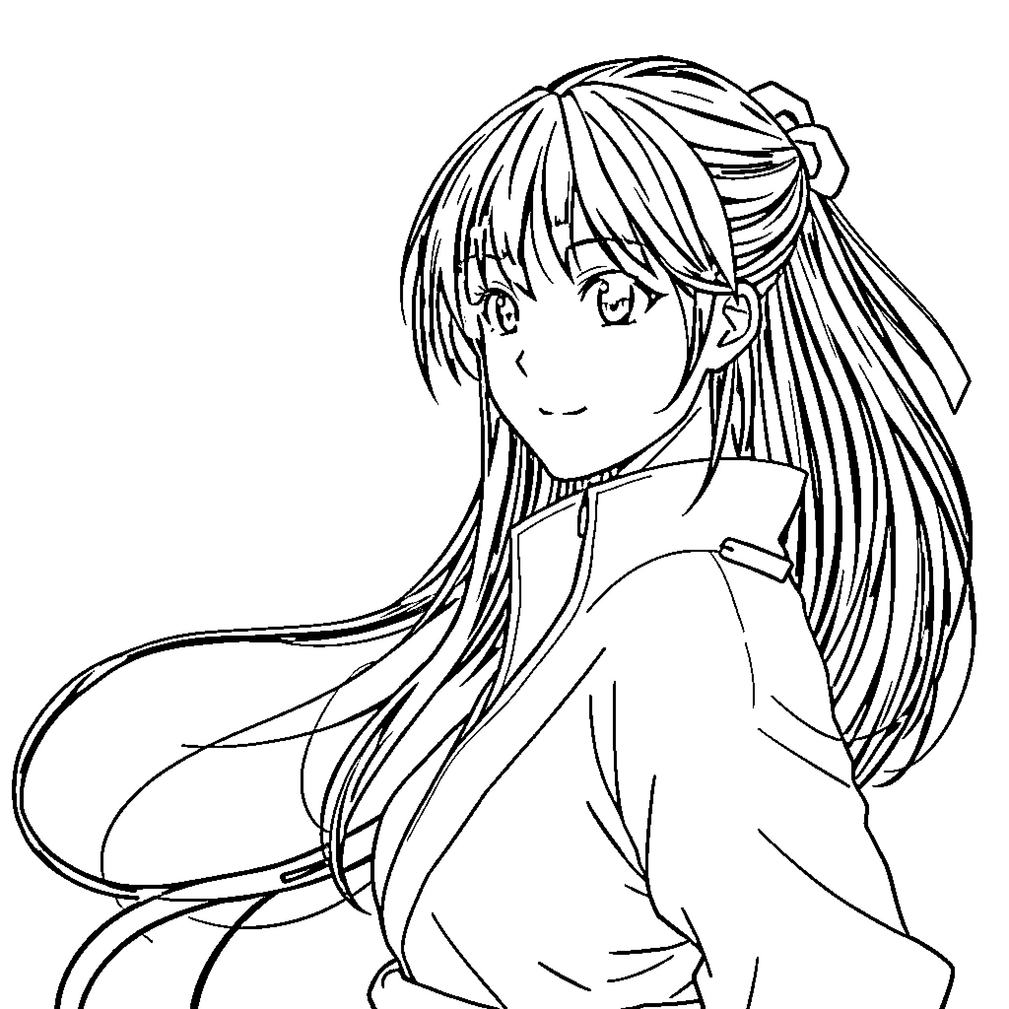 Hinata's Thoughtful Expression Coloring Page (free black-and-white line drawing printable PDF for all, from beginners to advanced learners, including children, teens, adults, and seniors)