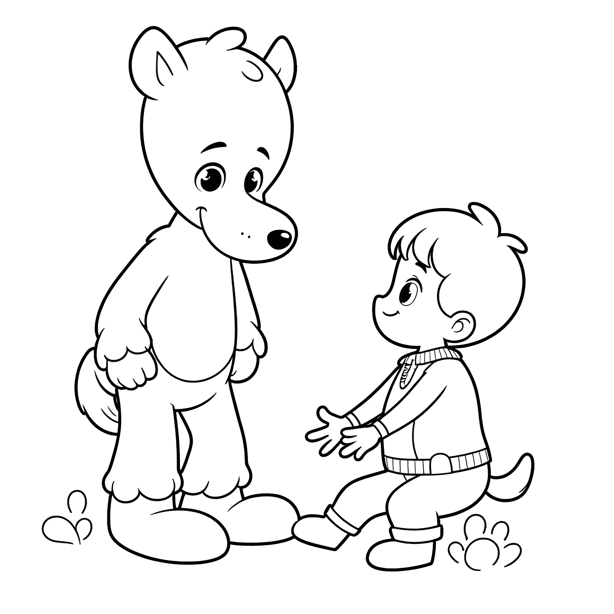 P Diddy's Playful Encounter with a Child Coloring Page (free black-and-white line drawing printable PDF for all, from beginners to advanced learners, including children, teens, adults, and seniors)