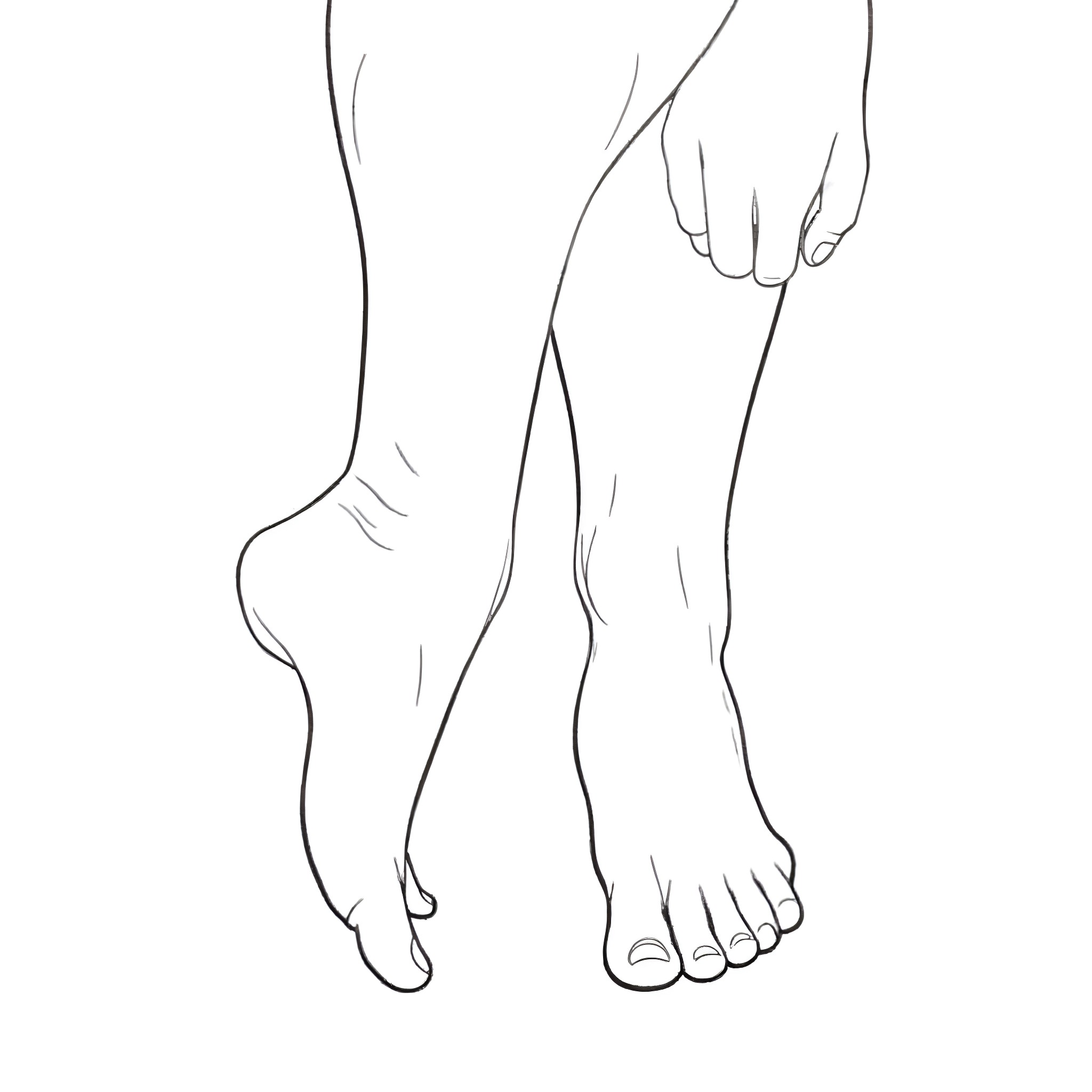 Foot in motion with artistic expression Coloring Page (free black-and-white line drawing printable PDF for all, from beginners to advanced learners, including children, teens, adults, and seniors)