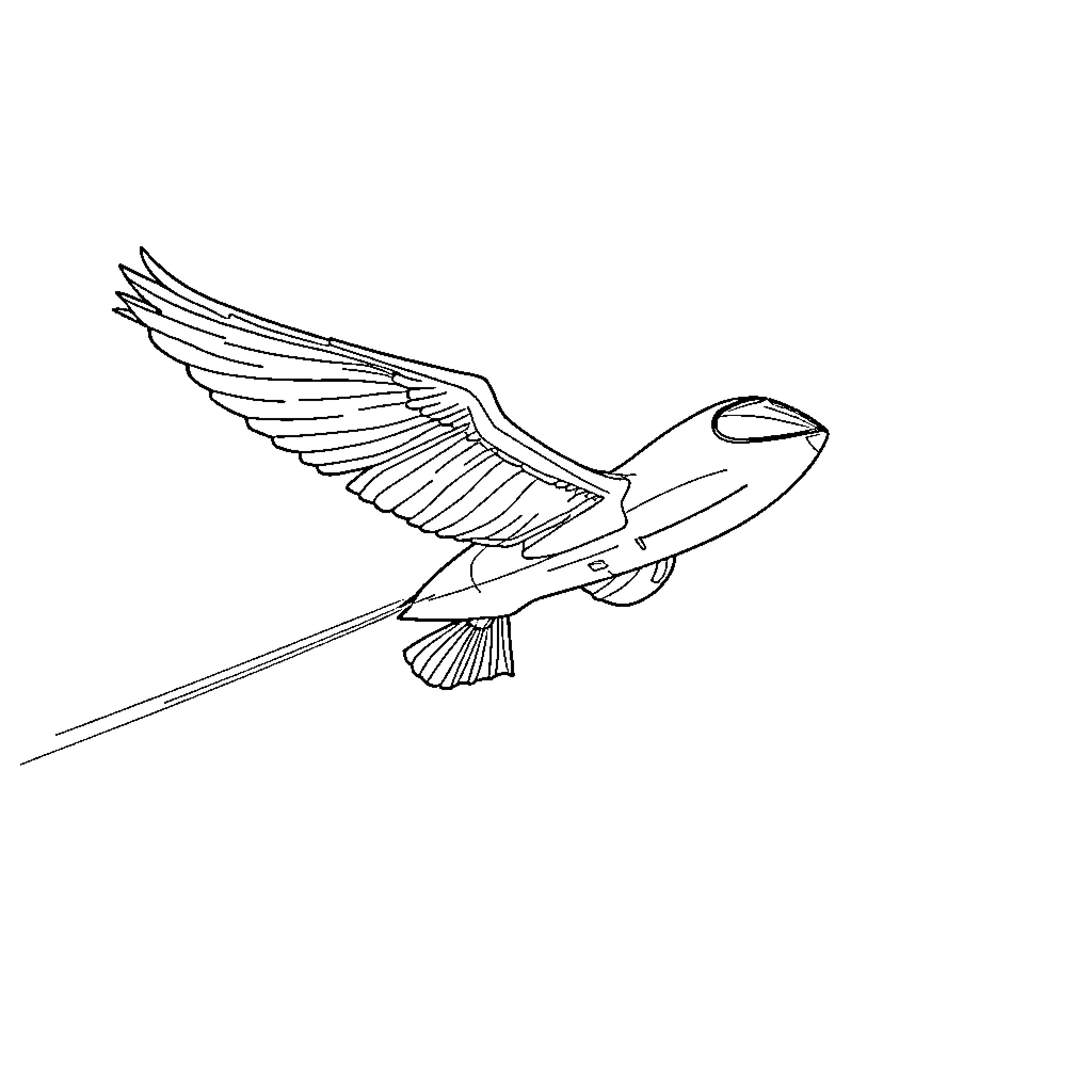 Vision of a Soaring Avian Silhouette Coloring Page (free black-and-white line drawing printable PDF for all, from beginners to advanced learners, including children, teens, adults, and seniors)