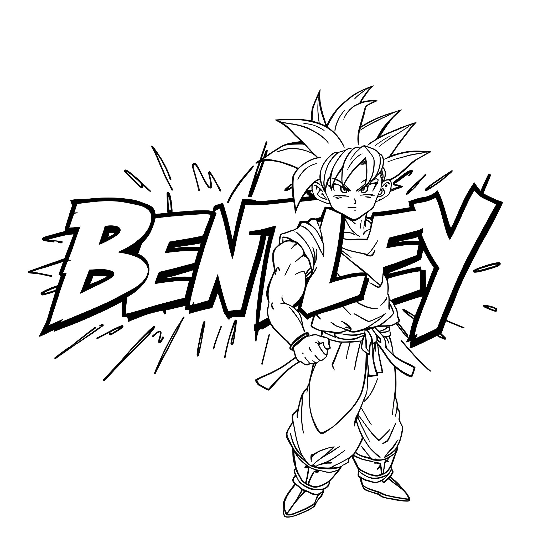 Bentley's Animated Adventures Coloring Page (free black-and-white line drawing printable PDF for all, from beginners to advanced learners, including children, teens, adults, and seniors)