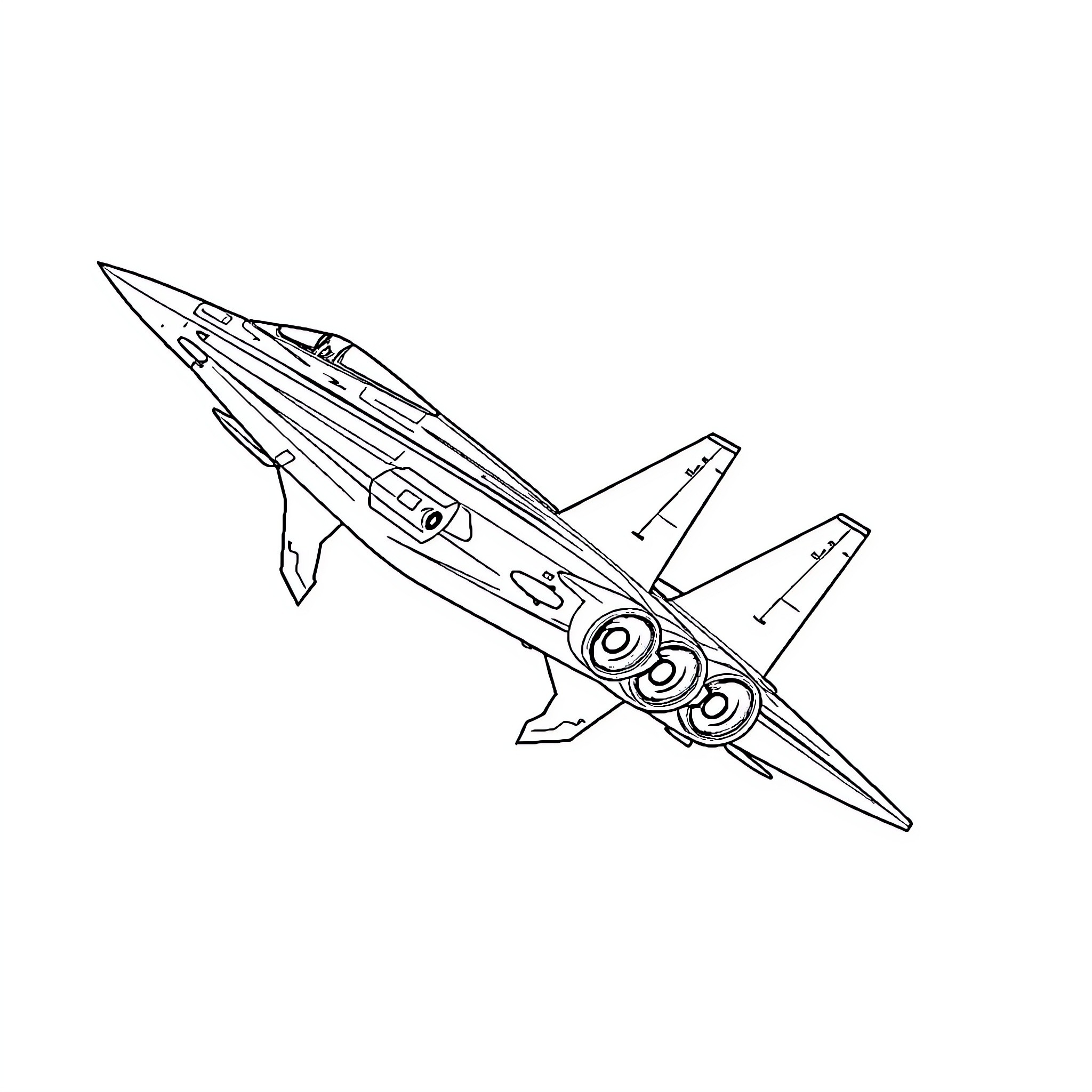 Sukhoi Su-27 fighter jet in flight Coloring Page (free black-and-white line drawing printable PDF for all, from beginners to advanced learners, including children, teens, adults, and seniors)