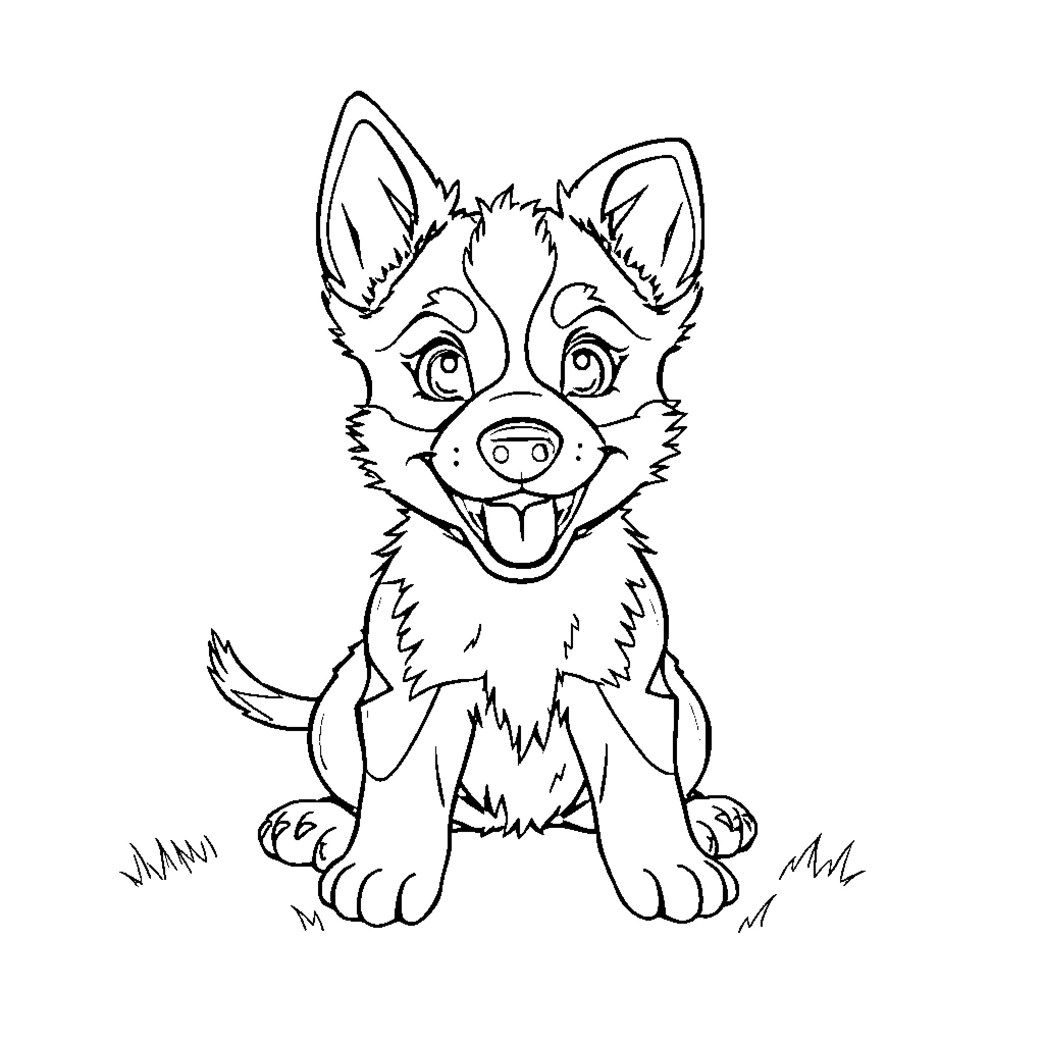 Bluey the Playful Puppy Coloring Page (free black-and-white line drawing printable PDF for all, from beginners to advanced learners, including children, teens, adults, and seniors)
