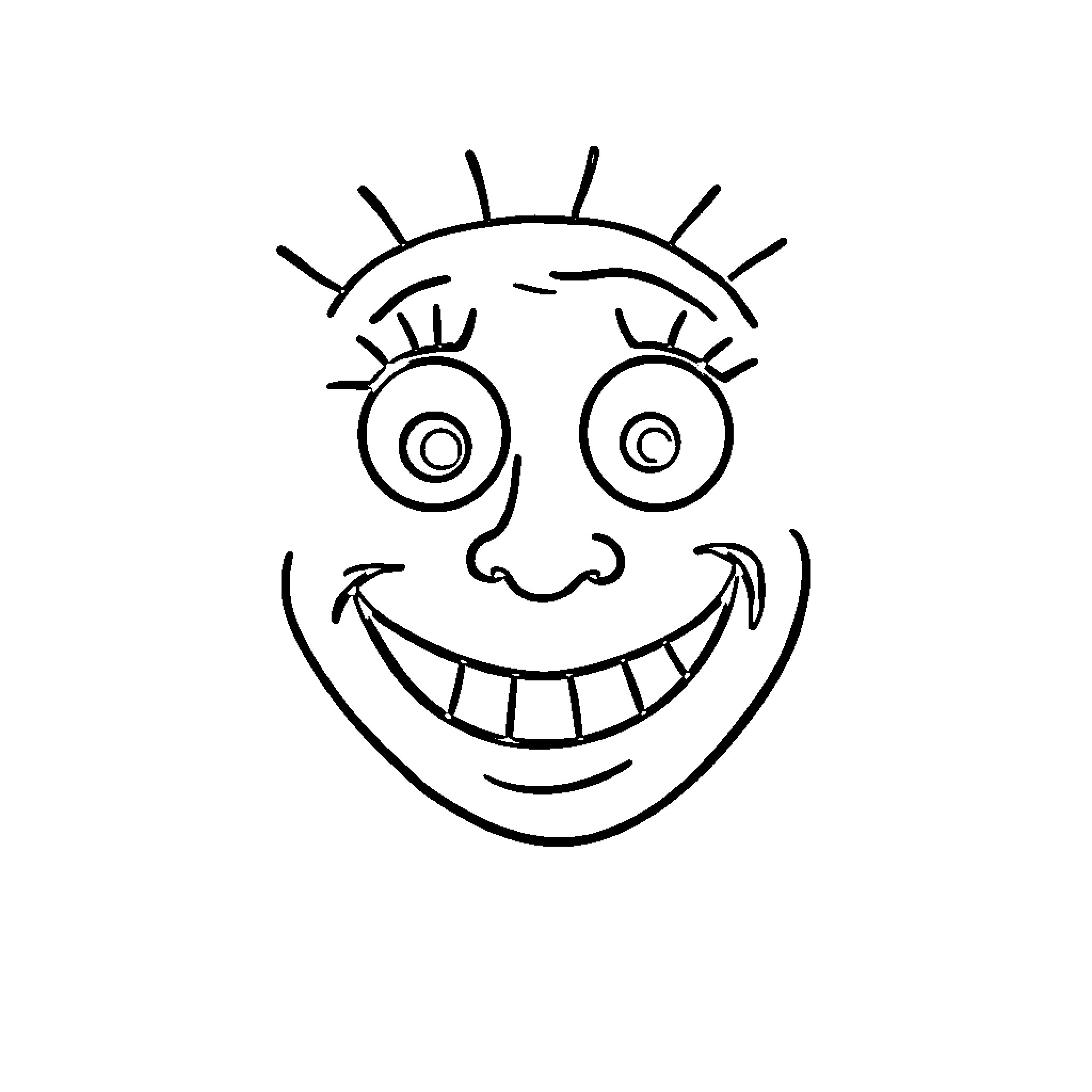 Funny Face with Exaggerated Features and Expression Coloring Page (free black-and-white line drawing printable PDF for all, from beginners to advanced learners, including children, teens, adults, and seniors)
