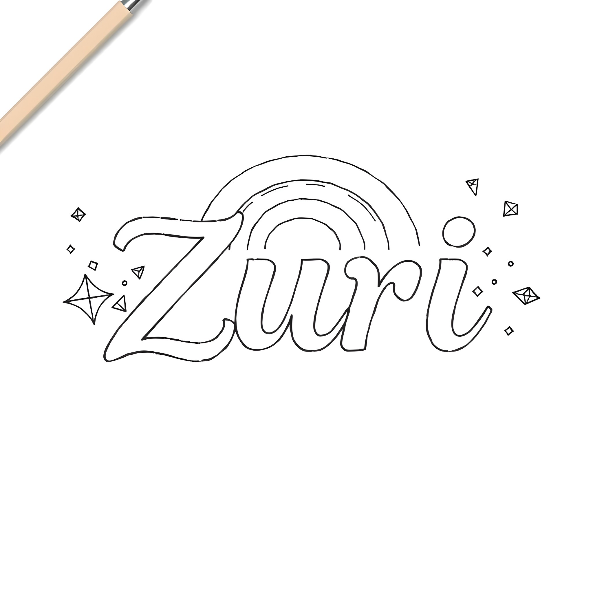 Zuri's Playful Doodle Coloring Page (free black-and-white line drawing printable PDF for all, from beginners to advanced learners, including children, teens, adults, and seniors)