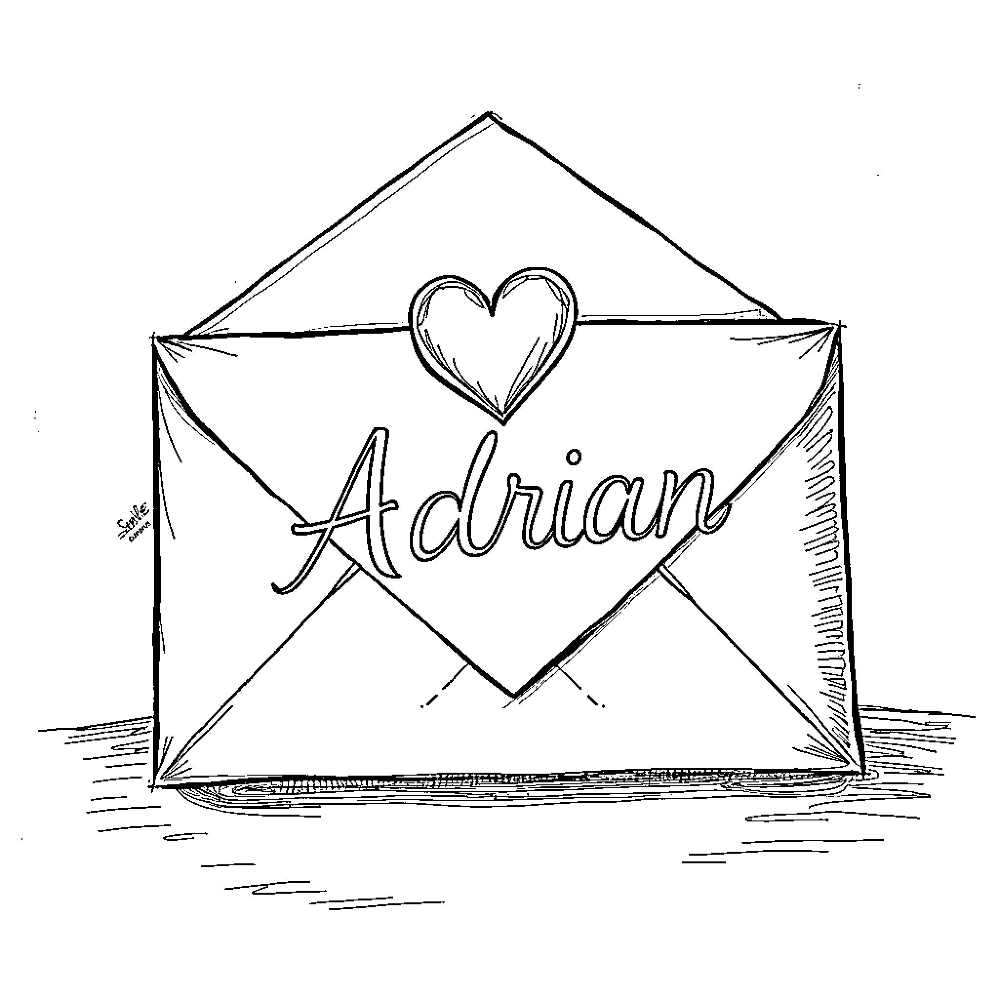 Envelope with Heartfelt Message Coloring Page (free black-and-white line drawing printable PDF for all, from beginners to advanced learners, including children, teens, adults, and seniors)