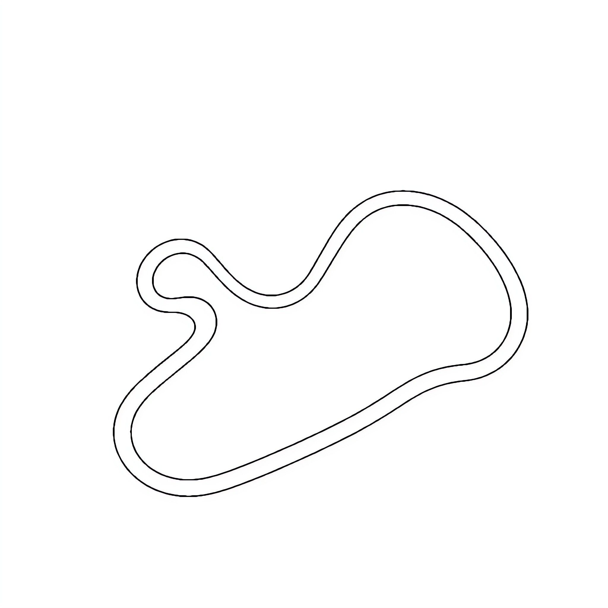 Race Track Winding Path Coloring Page (free black-and-white line drawing printable PDF for all, from beginners to advanced learners, including children, teens, adults, and seniors)
