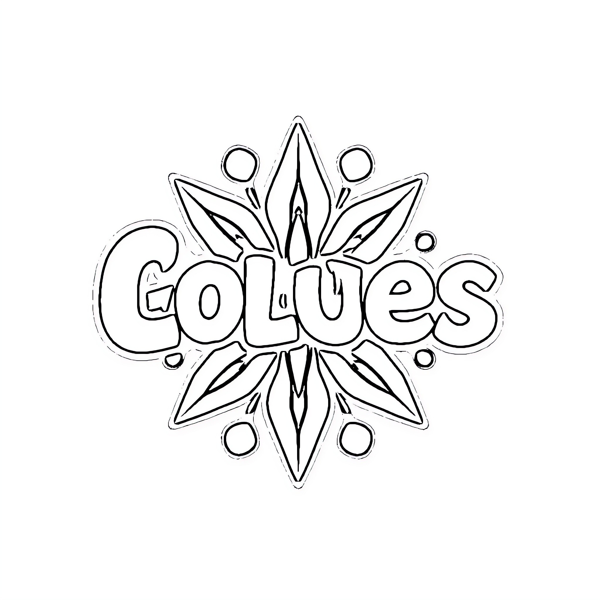 Logo with ornate floral design and text Coloring Page (free black-and-white line drawing printable PDF for all, from beginners to advanced learners, including children, teens, adults, and seniors)