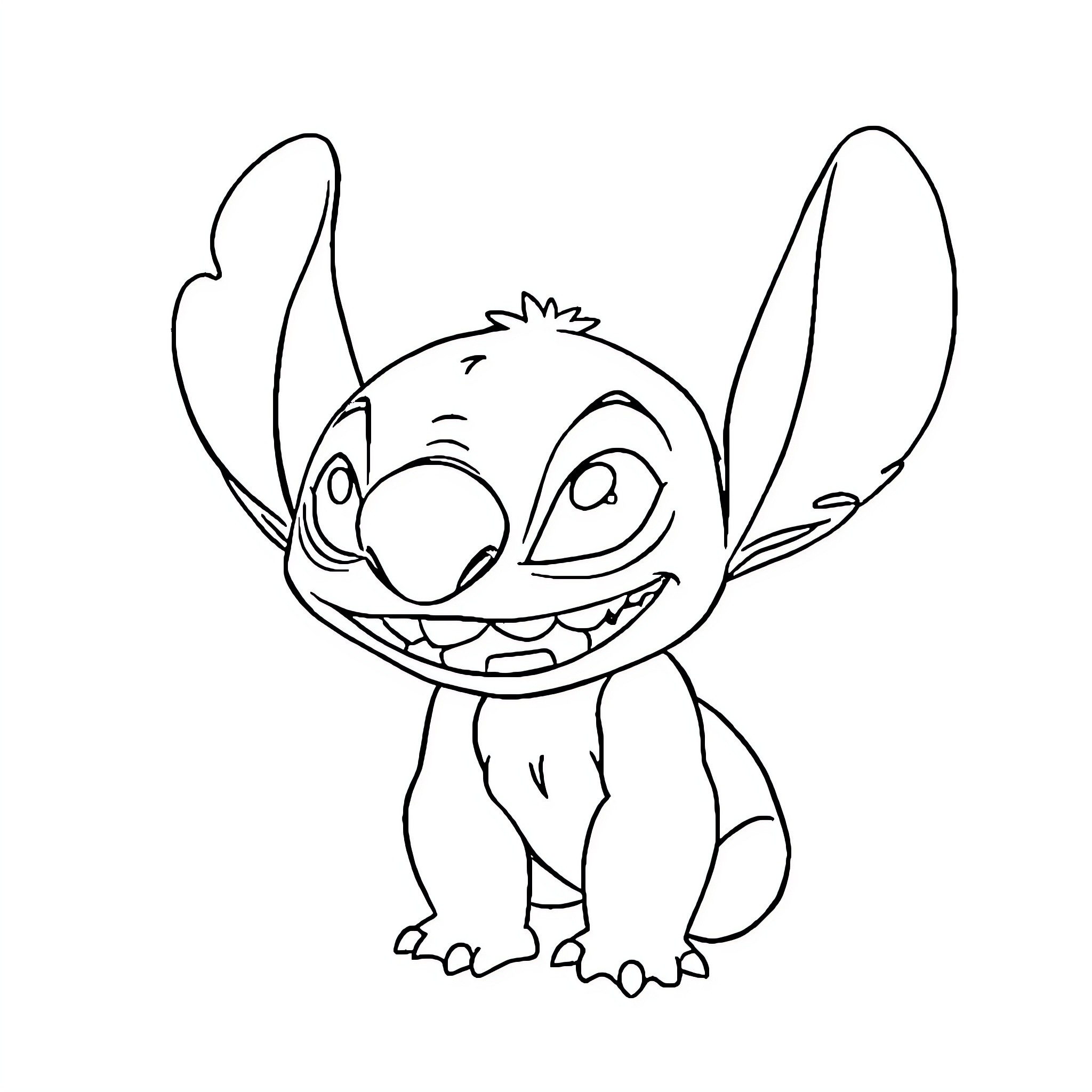 Stitch's Animated Antics Coloring Page (free black-and-white line drawing printable PDF for all, from beginners to advanced learners, including children, teens, adults, and seniors)