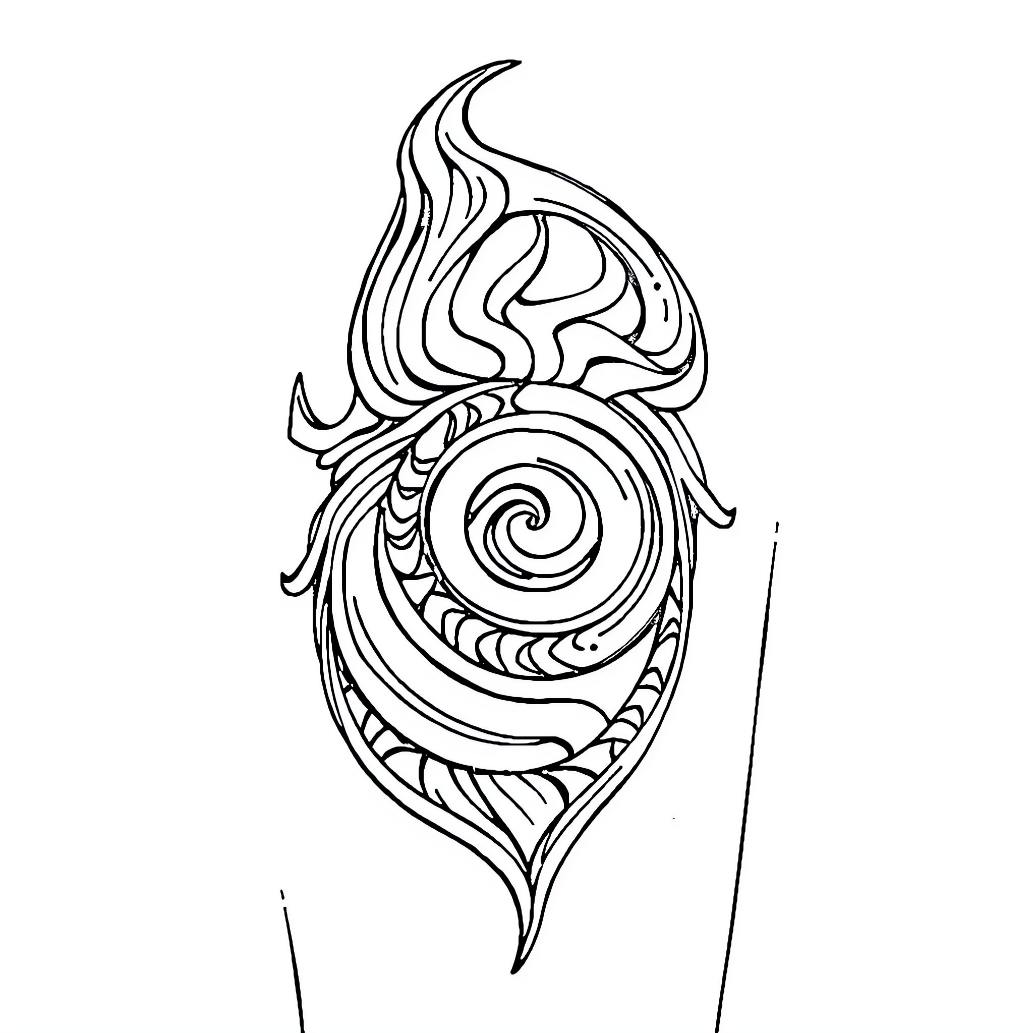 Maori Tattoo Design with Ornate Patterns Coloring Page (free black-and-white line drawing printable PDF for all, from beginners to advanced learners, including children, teens, adults, and seniors)