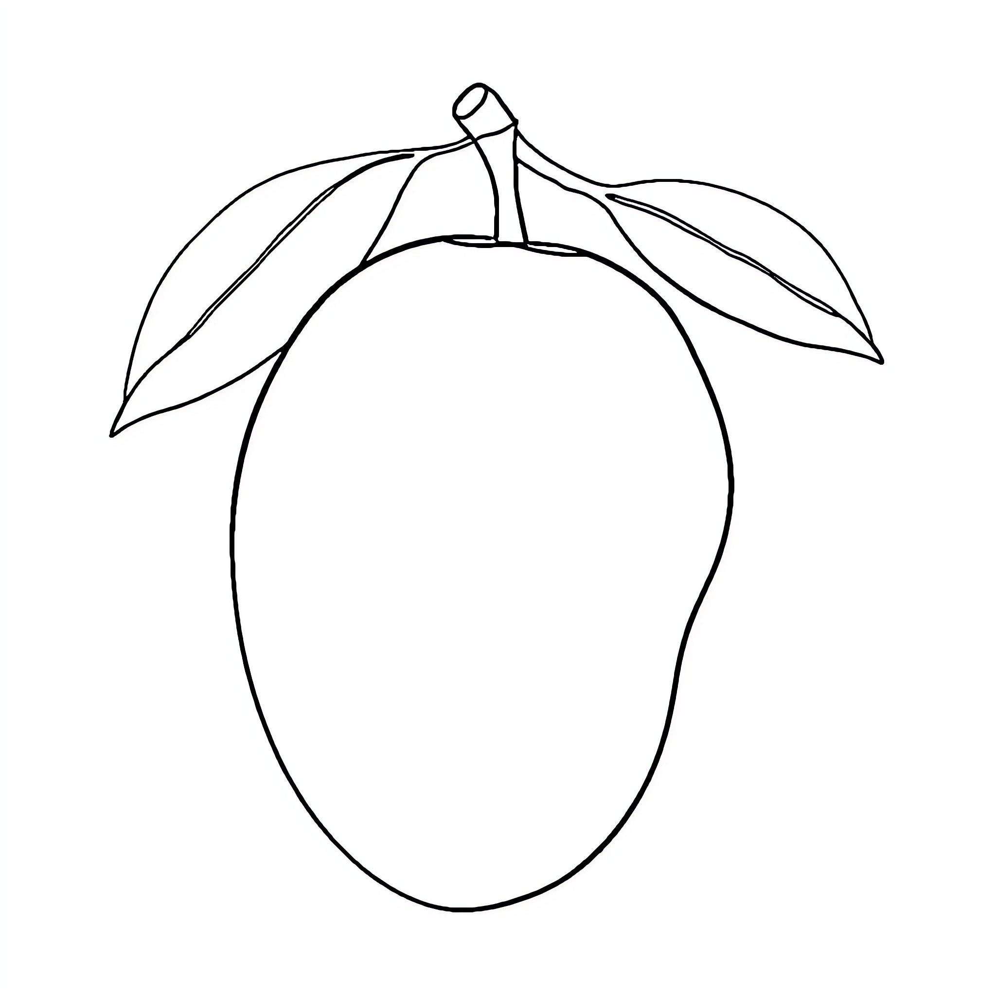 Mango with detailed leaves Coloring Page (free black-and-white line drawing printable PDF for all, from beginners to advanced learners, including children, teens, adults, and seniors)