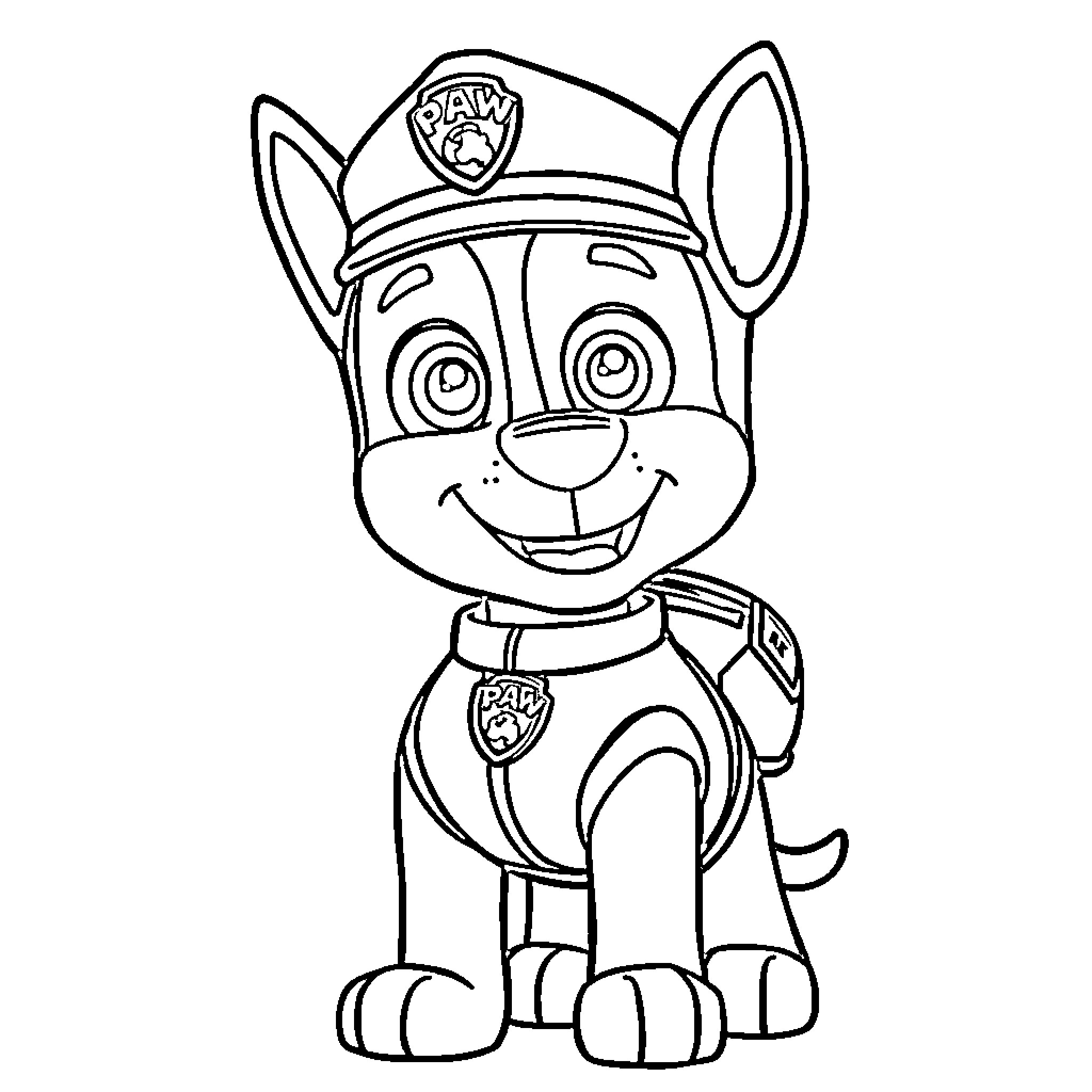 Rider dog police officer in uniform Coloring Page (free black-and-white line drawing printable PDF for all, from beginners to advanced learners, including children, teens, adults, and seniors)