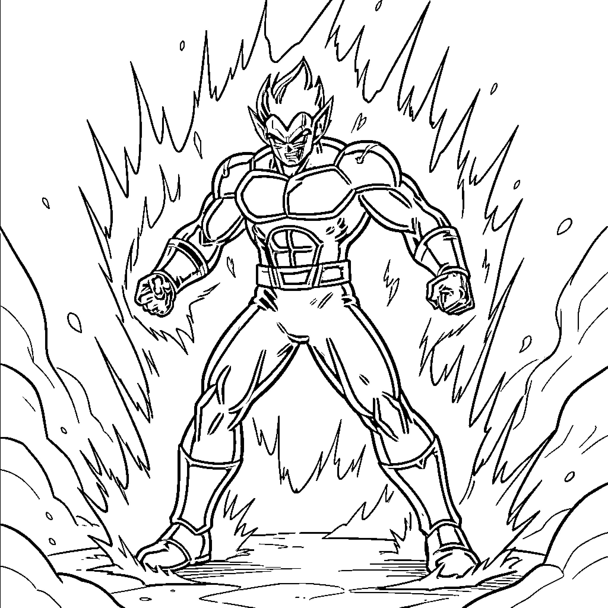 Shadow of a Fierce Warrior Unleashing Power Coloring Page (free black-and-white line drawing printable PDF for all, from beginners to advanced learners, including children, teens, adults, and seniors)