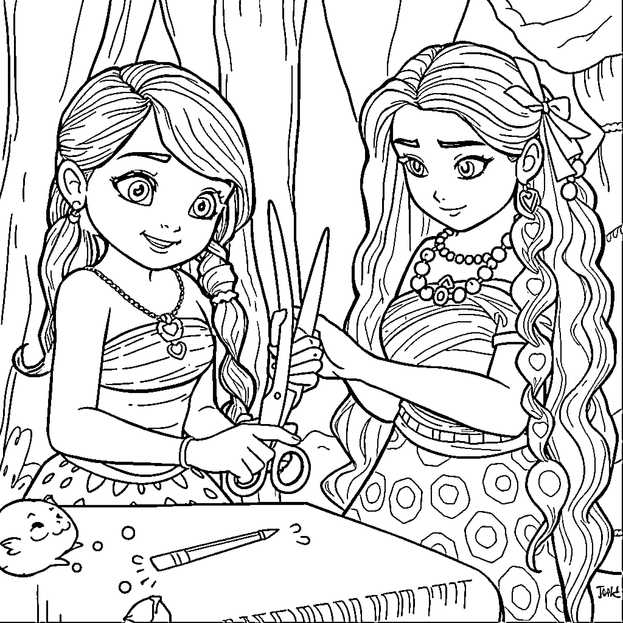 Violet Parr's creative arts and craft session Coloring Page (free black-and-white line drawing printable PDF for all, from beginners to advanced learners, including children, teens, adults, and seniors)