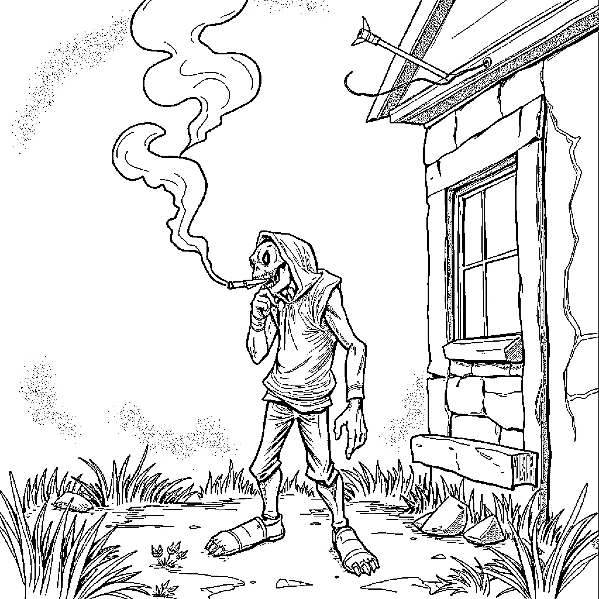Nightcrawler emerging from the shadows Coloring Page (free black-and-white line drawing printable PDF for all, from beginners to advanced learners, including children, teens, adults, and seniors)