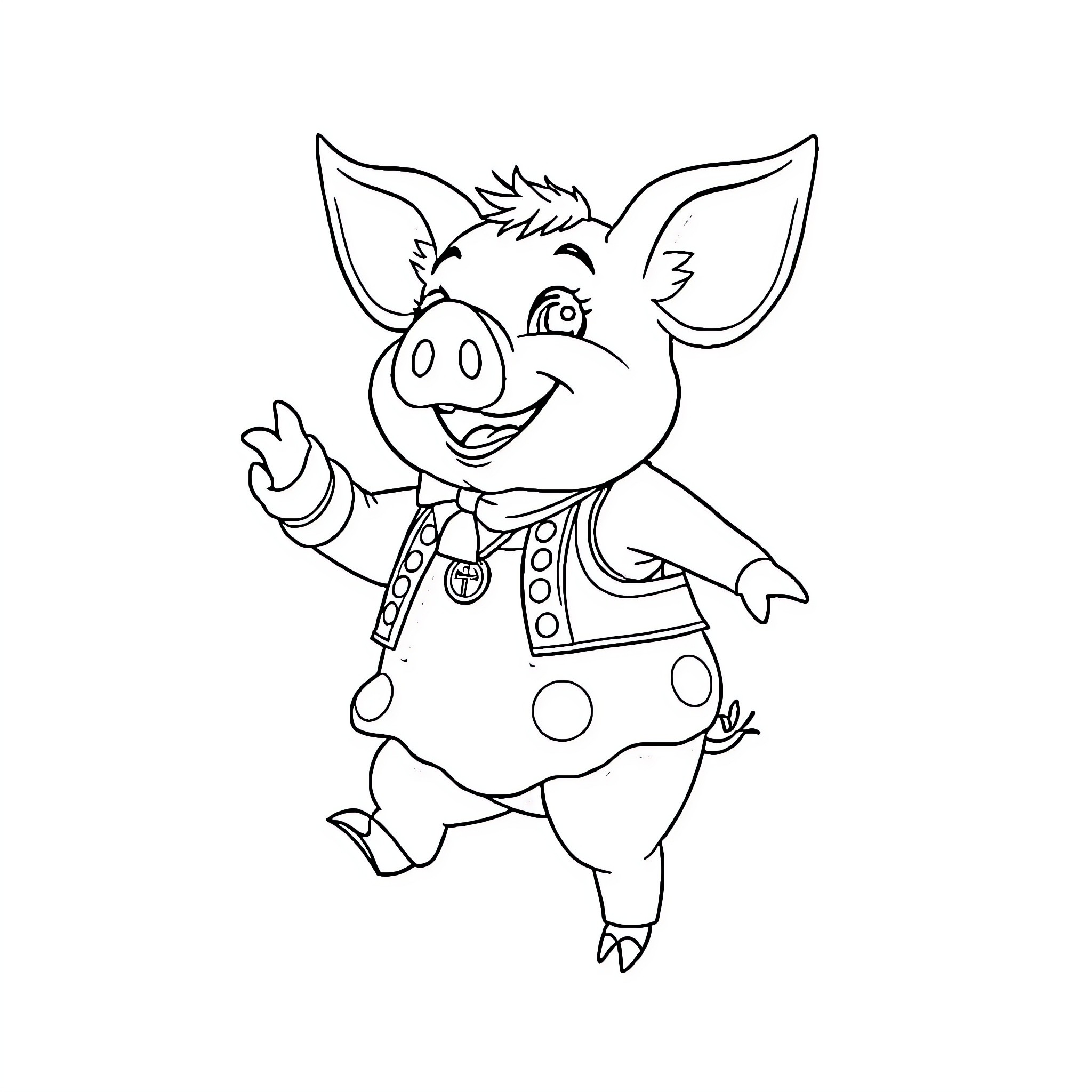Fortnite Pig in a Friendly Pose Coloring Page (free black-and-white line drawing printable PDF for all, from beginners to advanced learners, including children, teens, adults, and seniors)