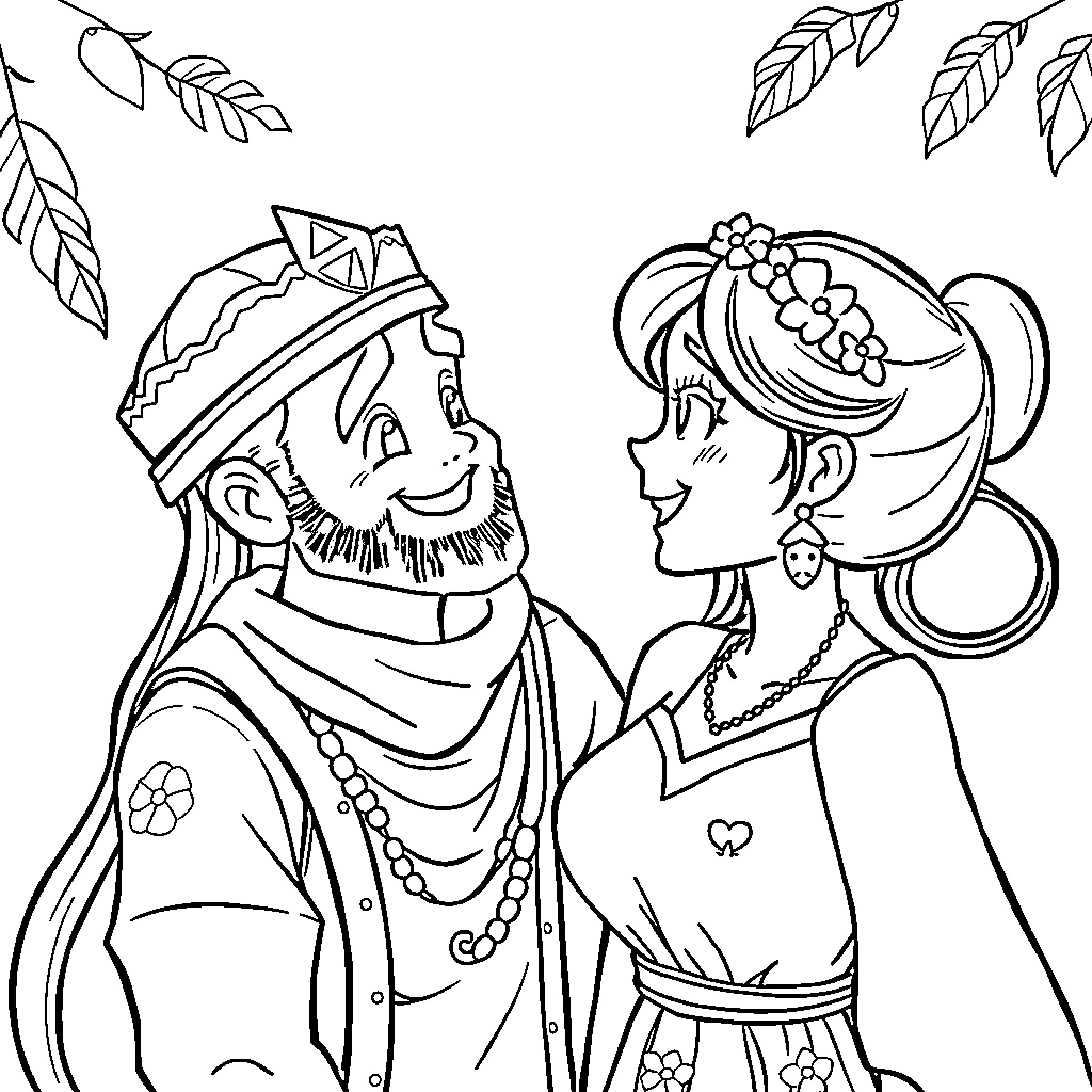 Rumy's Joyful Tribal Dance Coloring Page (free black-and-white line drawing printable PDF for all, from beginners to advanced learners, including children, teens, adults, and seniors)