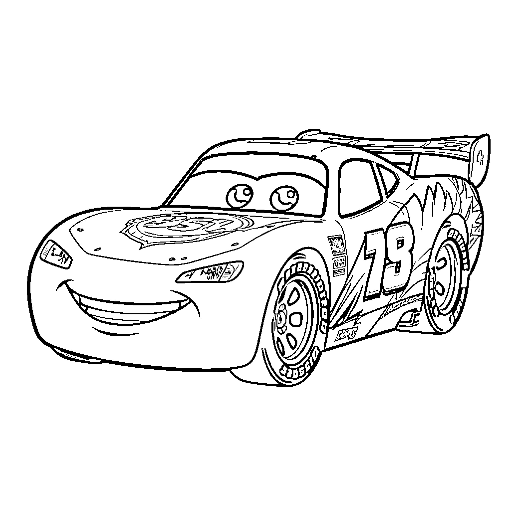 Lightning McQueen's Racing Adventure Coloring Page (free black-and-white line drawing printable PDF for all, from beginners to advanced learners, including children, teens, adults, and seniors)