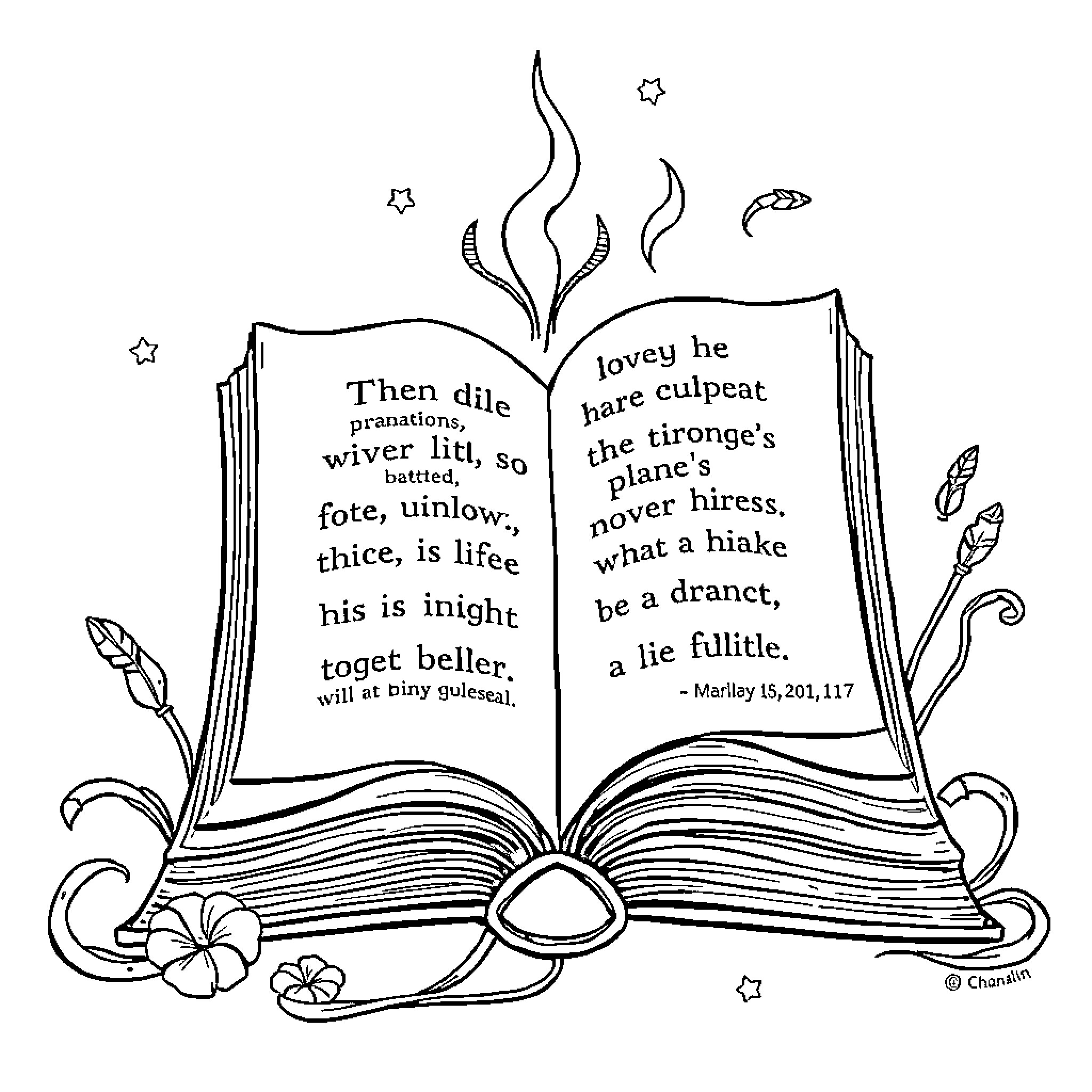 Text Evidence for Literary Symbolism and Metaphor Coloring Page (free black-and-white line drawing printable PDF for all, from beginners to advanced learners, including children, teens, adults, and seniors)