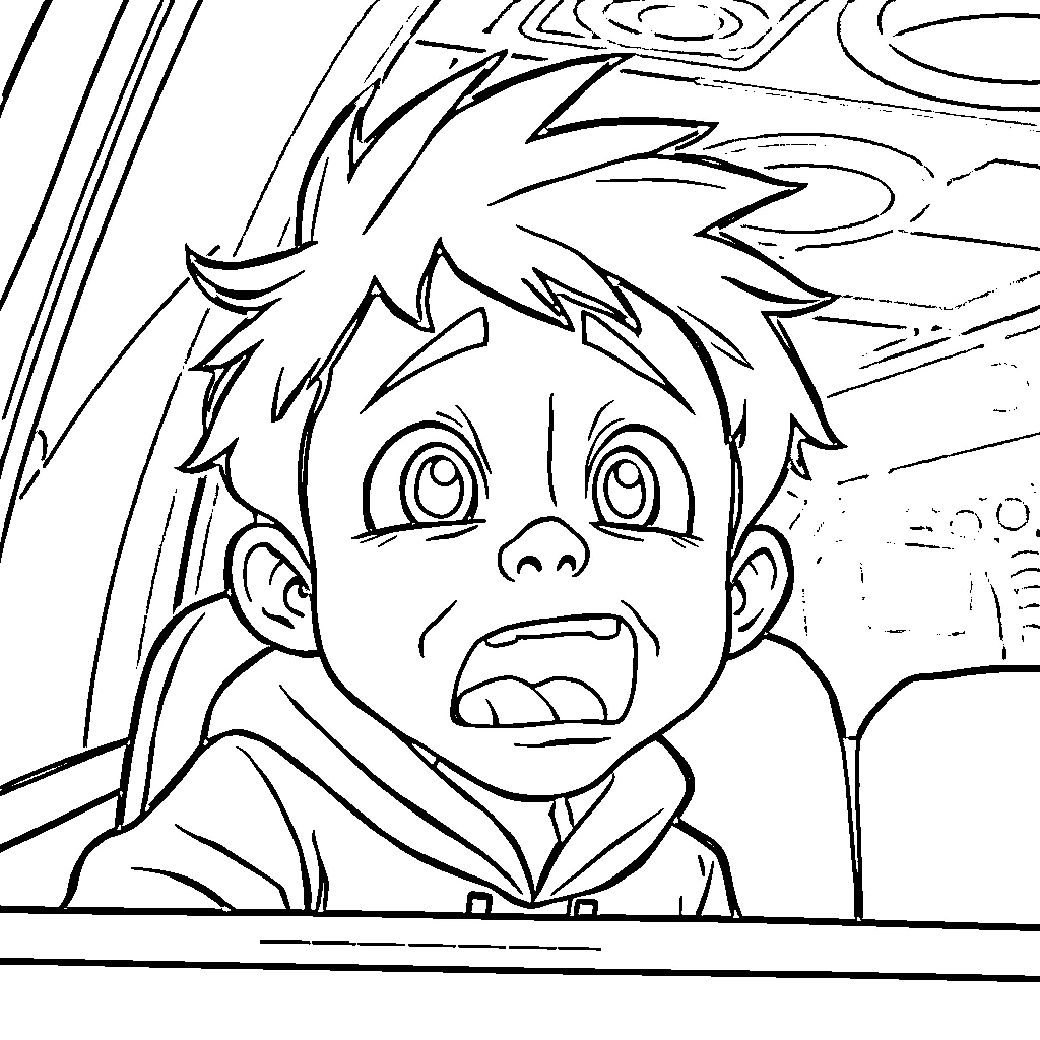 Angry Children's Entertainer Performing a Frightening Act Coloring Page (free black-and-white line drawing printable PDF for all, from beginners to advanced learners, including children, teens, adults, and seniors)