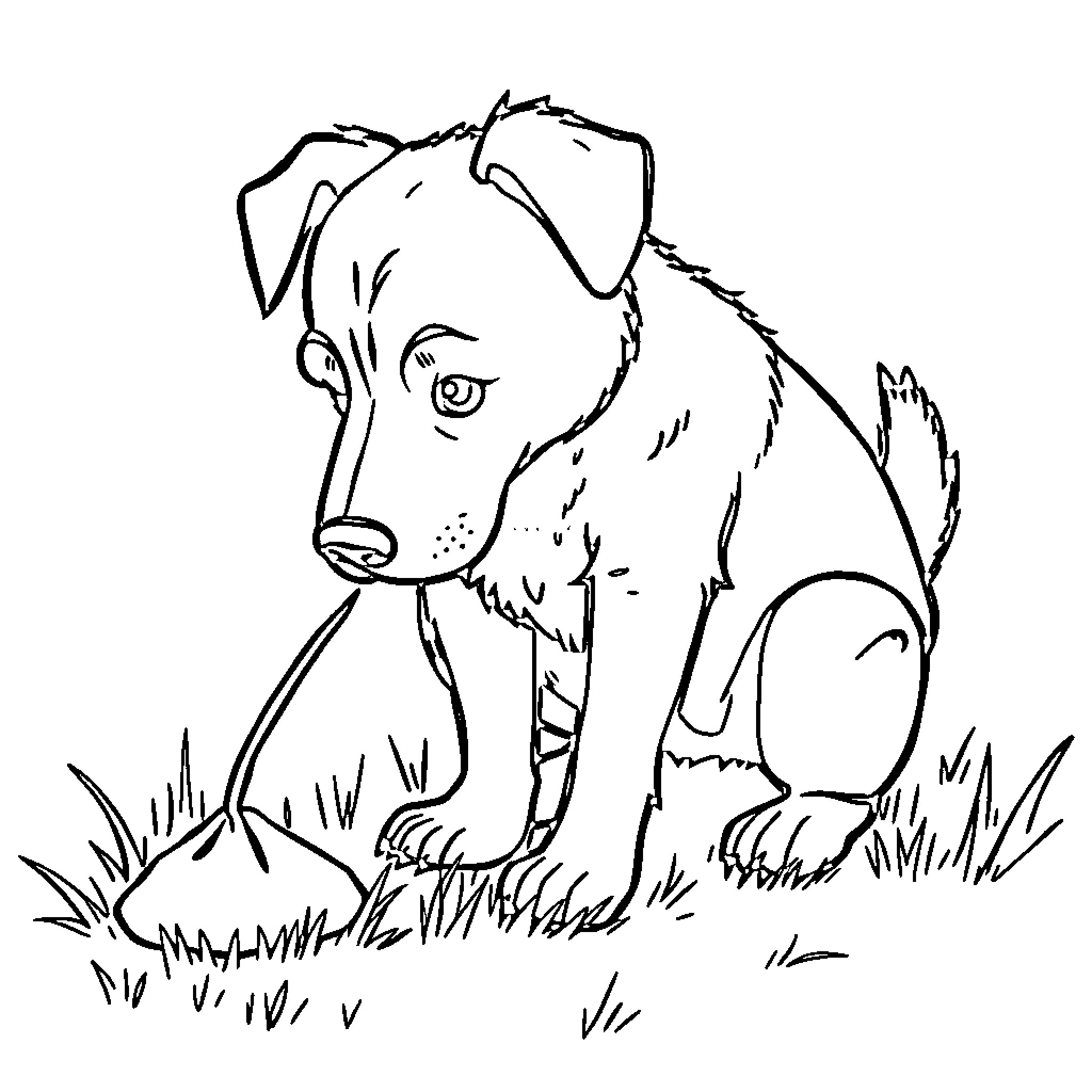 Bluey playing in the grass Coloring Page (free black-and-white line drawing printable PDF for all, from beginners to advanced learners, including children, teens, adults, and seniors)