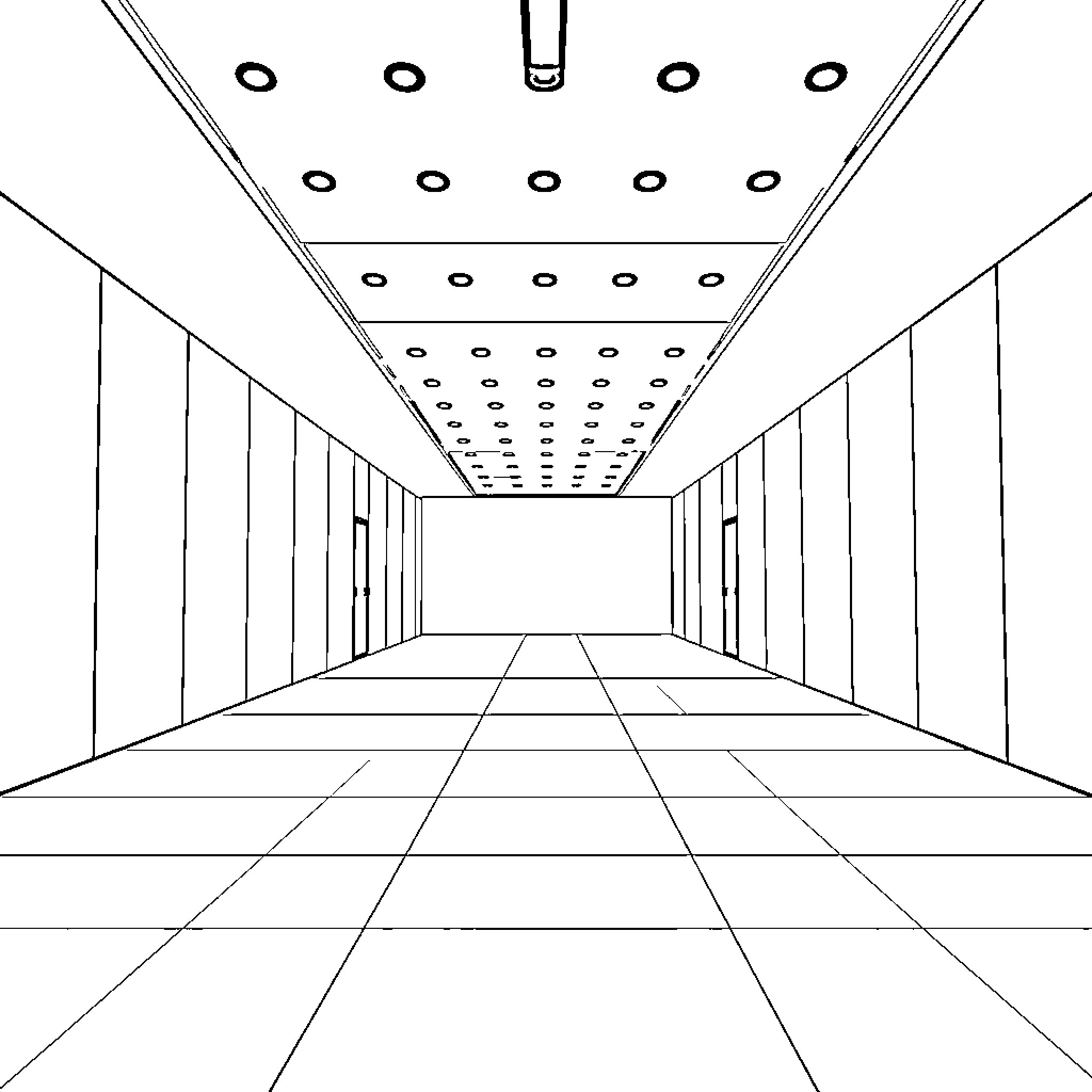 Room of Geometric Shapes and Lines Coloring Page (free black-and-white line drawing printable PDF for all, from beginners to advanced learners, including children, teens, adults, and seniors)