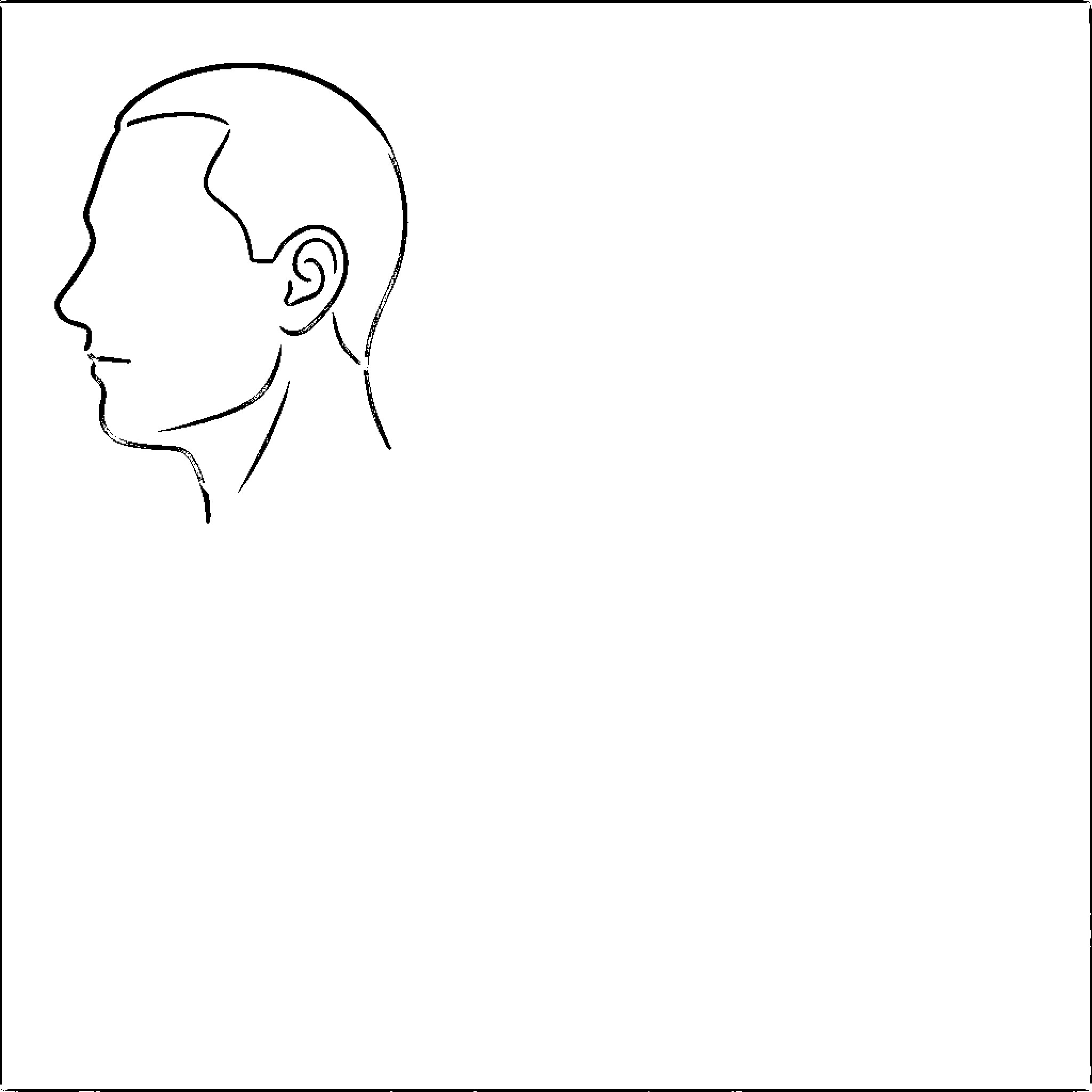 Human Head Outline Coloring Page (free black-and-white line drawing printable PDF for all, from beginners to advanced learners, including children, teens, adults, and seniors)
