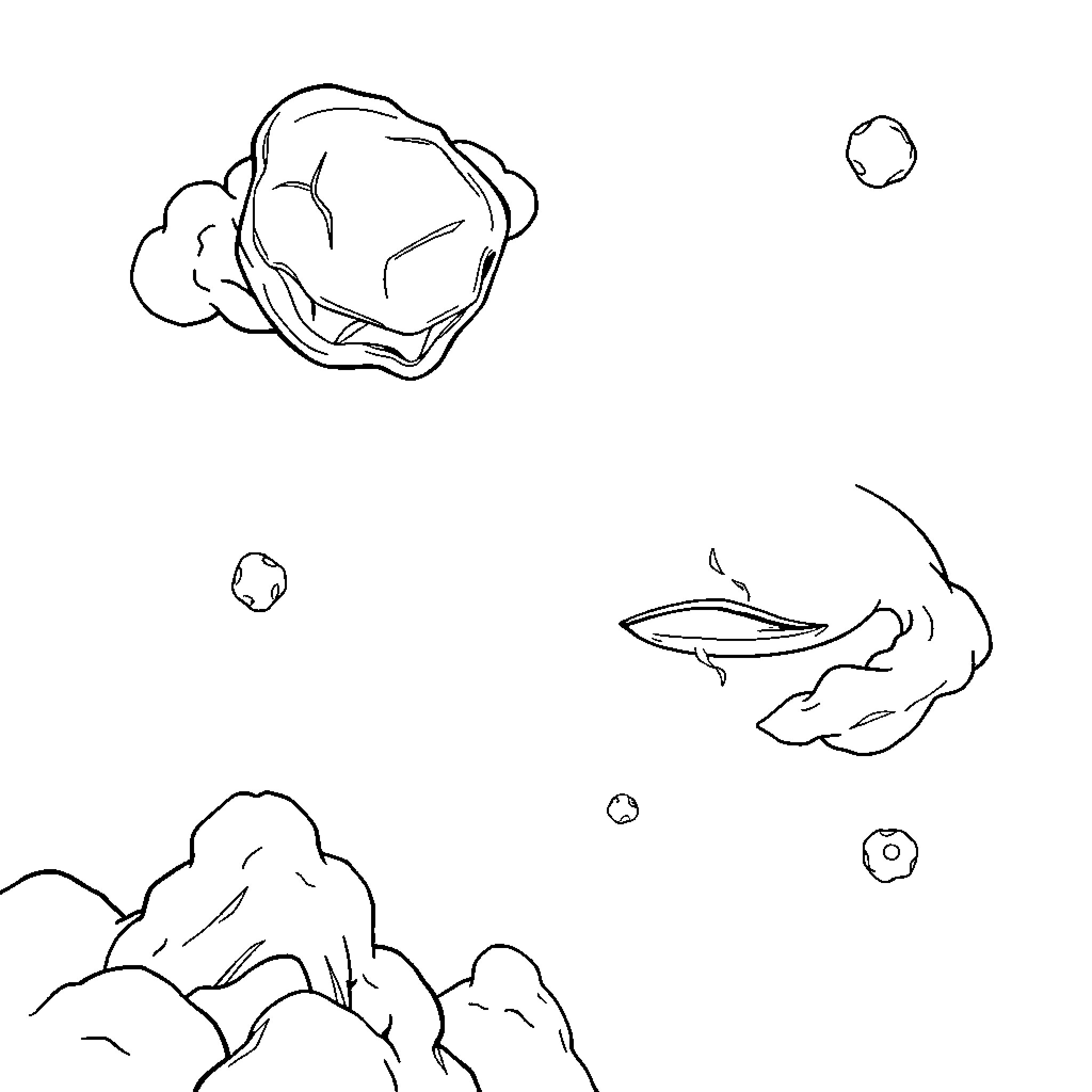 Leviator encounters mysterious marine life Coloring Page (free black-and-white line drawing printable PDF for all, from beginners to advanced learners, including children, teens, adults, and seniors)