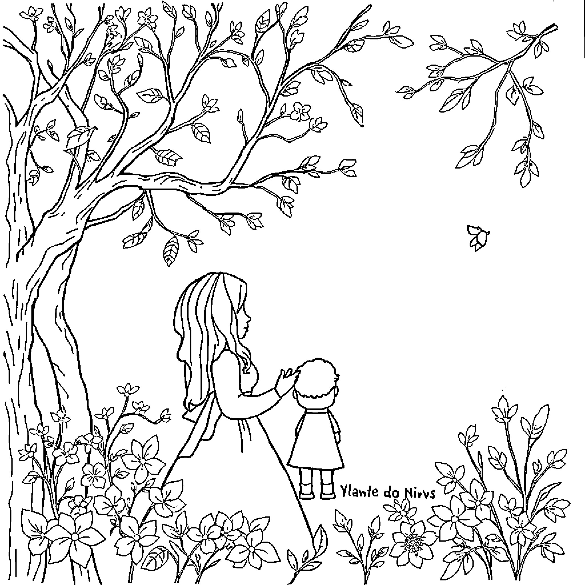 Remembrance of a Loving Moment Coloring Page (free black-and-white line drawing printable PDF for all, from beginners to advanced learners, including children, teens, adults, and seniors)