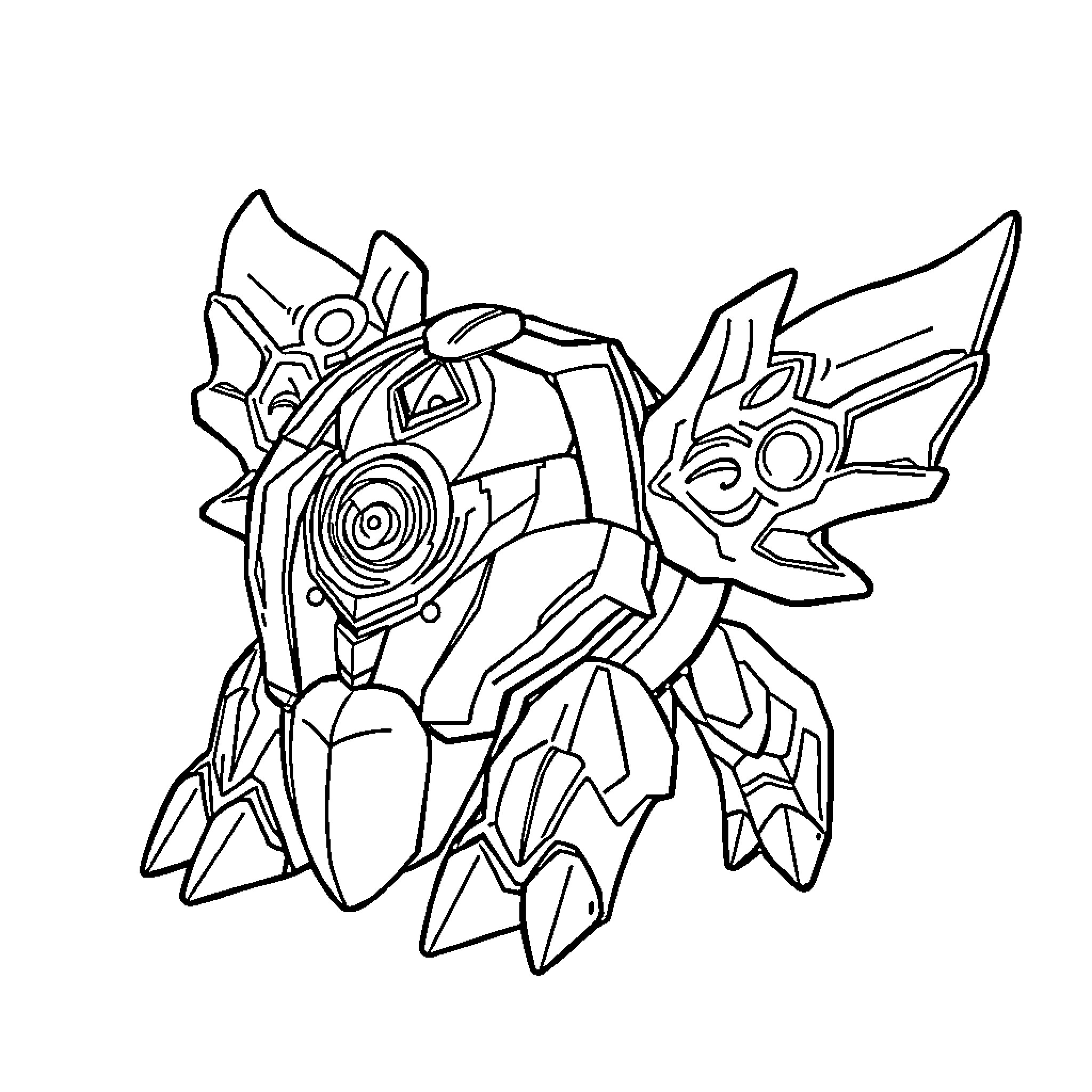 Bakugan robot creature in action pose Coloring Page (free black-and-white line drawing printable PDF for all, from beginners to advanced learners, including children, teens, adults, and seniors)