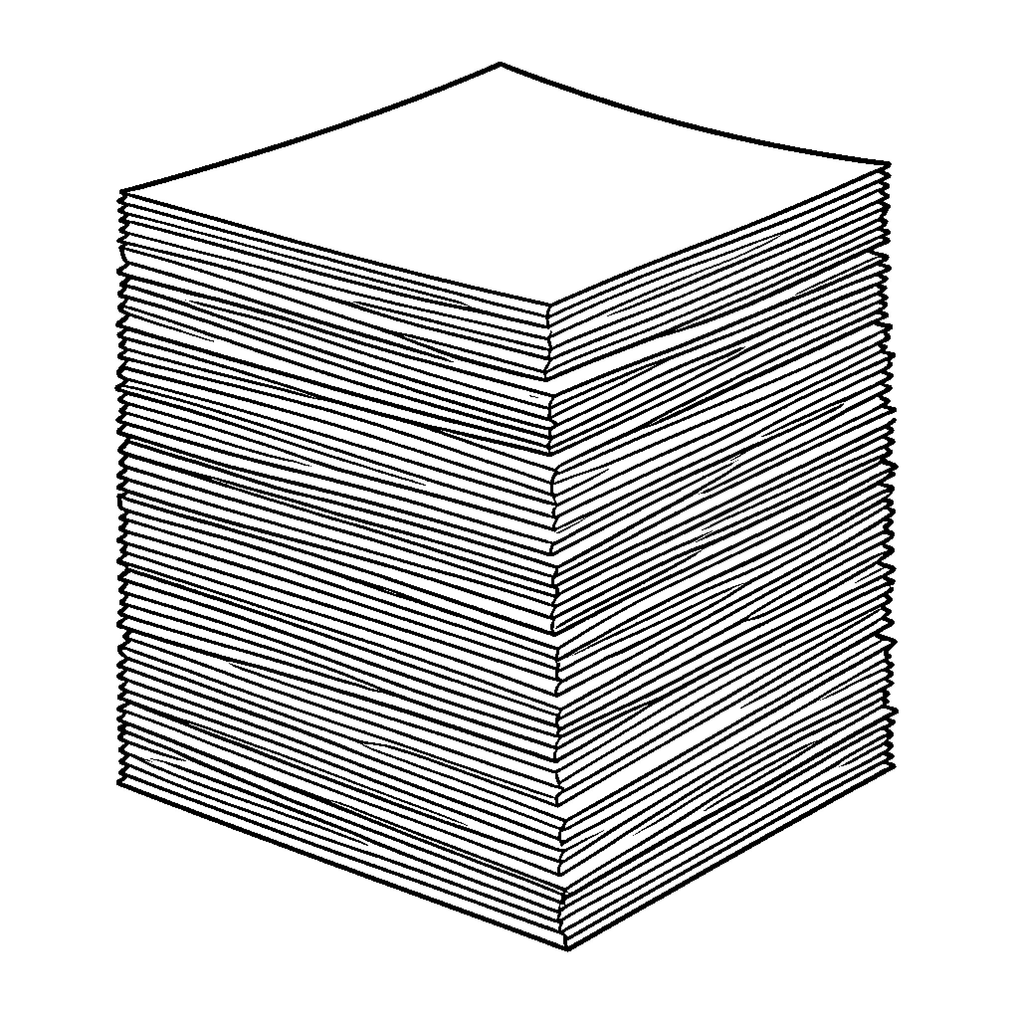 Sheet stack of paper with overlapping edges Coloring Page (free black-and-white line drawing printable PDF for all, from beginners to advanced learners, including children, teens, adults, and seniors)