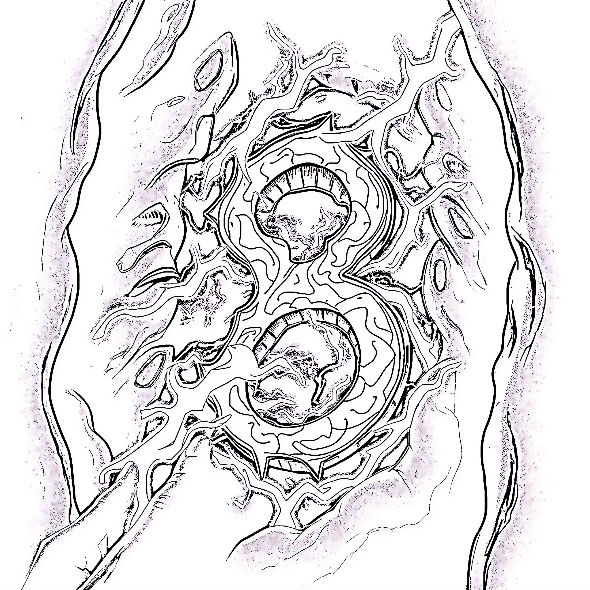 Número Ethereal Abstraction Coloring Page (free black-and-white line drawing printable PDF for all, from beginners to advanced learners, including children, teens, adults, and seniors)