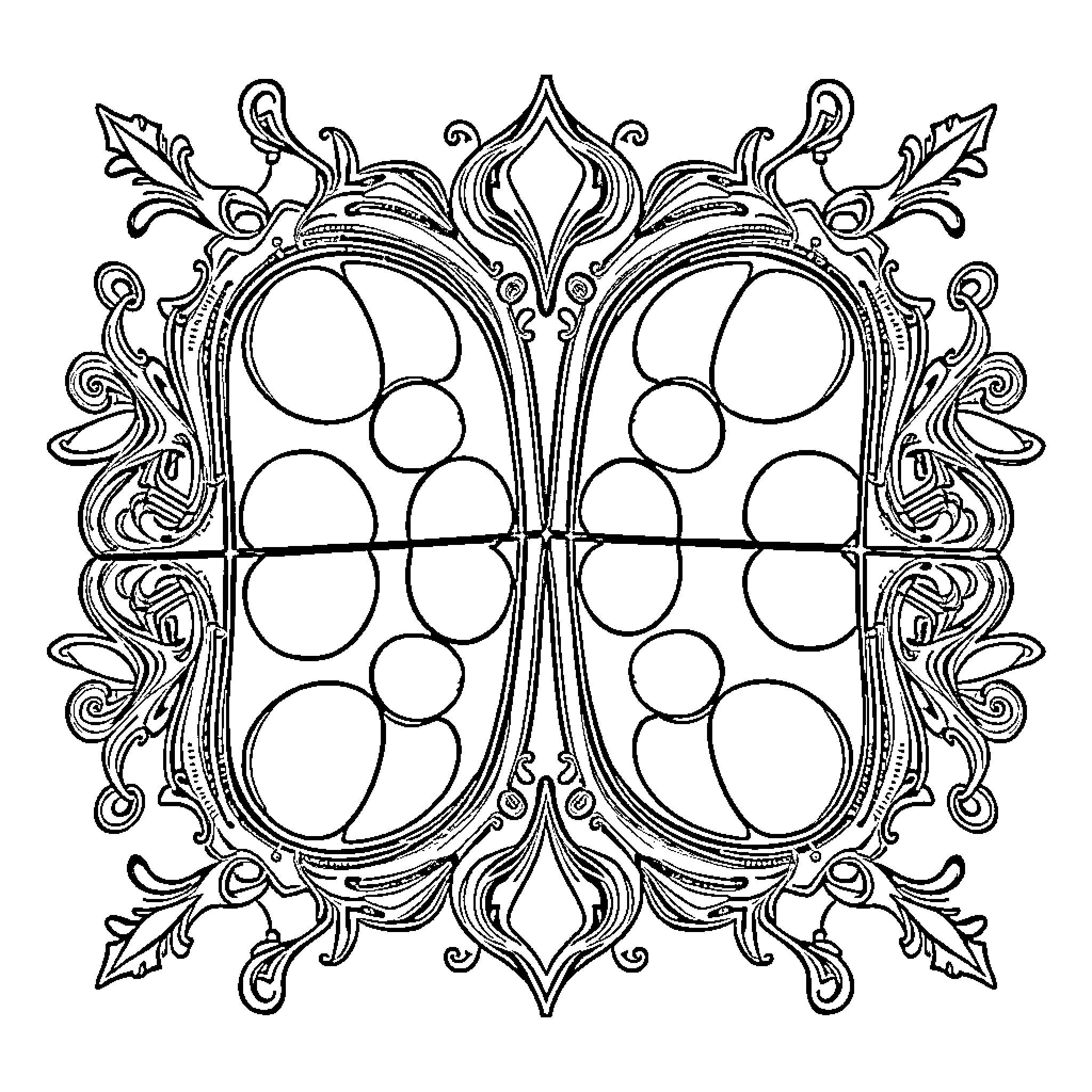 Mirror with intricate ornate frames Coloring Page (free black-and-white line drawing printable PDF for all, from beginners to advanced learners, including children, teens, adults, and seniors)