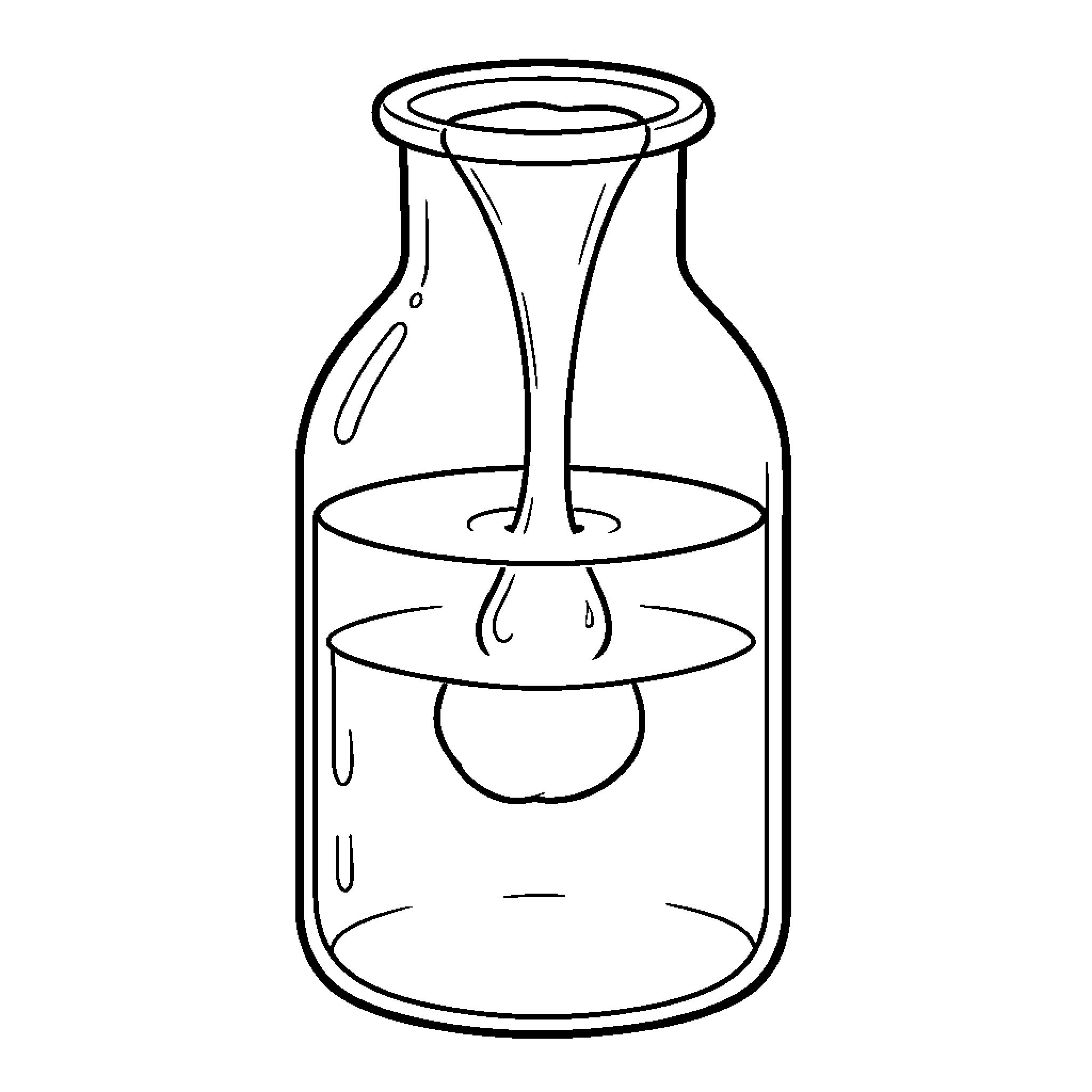 Water and Oil Experiment with Scientific Apparatus Coloring Page (free black-and-white line drawing printable PDF for all, from beginners to advanced learners, including children, teens, adults, and seniors)
