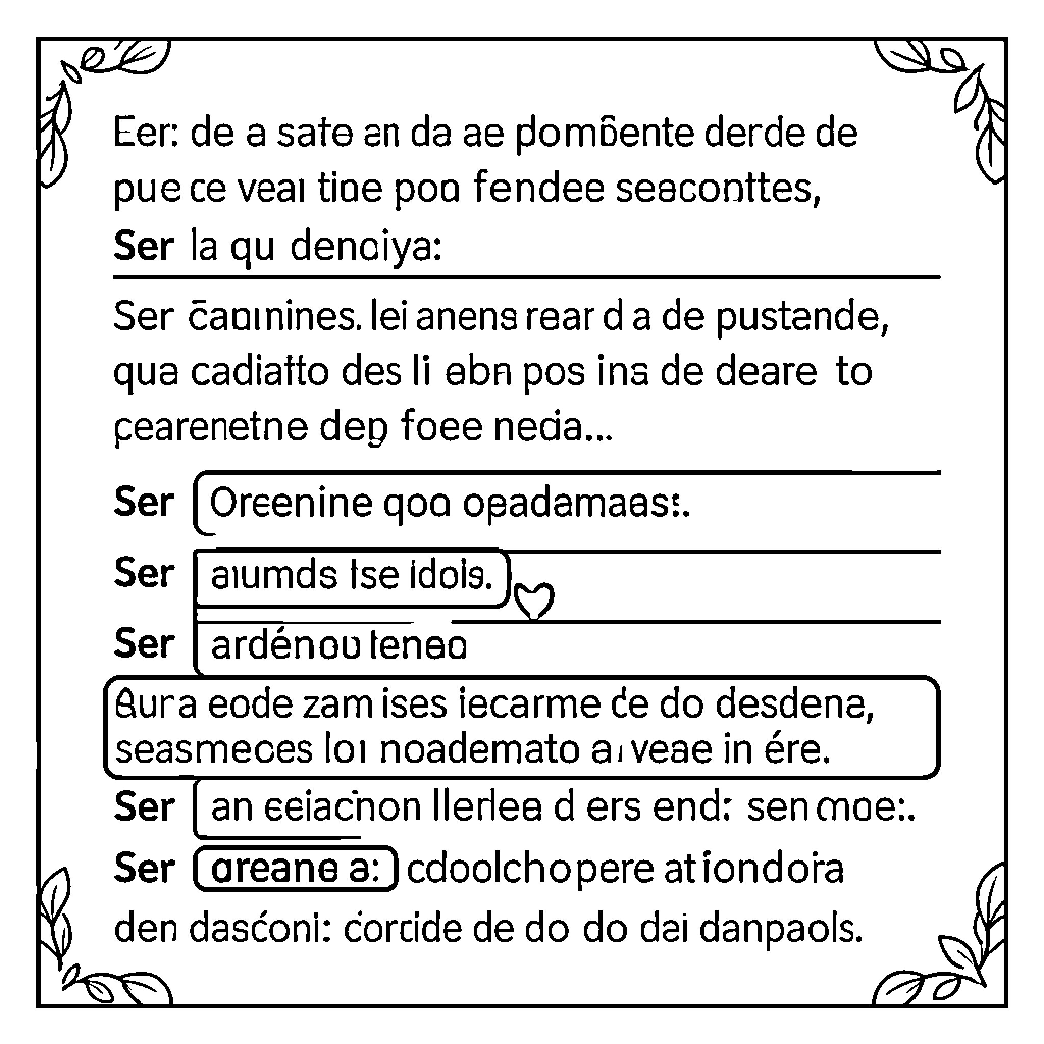Verbo Poem about someone's personal struggles and emotions Coloring Page (free black-and-white line drawing printable PDF for all, from beginners to advanced learners, including children, teens, adults, and seniors)