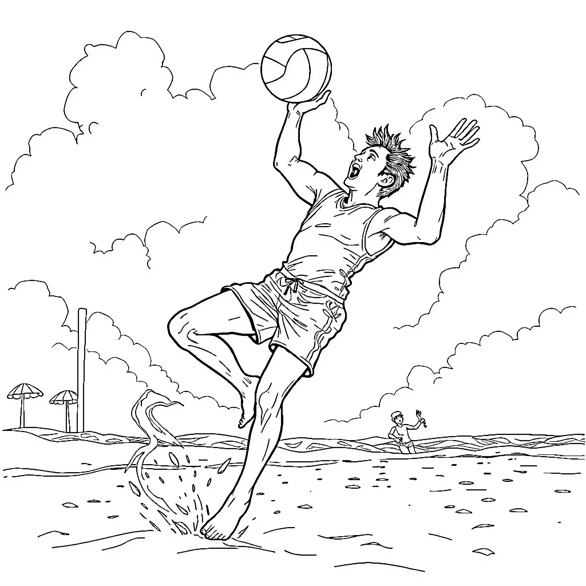 James Marape playing basketball outdoors Coloring Page (free black-and-white line drawing printable PDF for all, from beginners to advanced learners, including children, teens, adults, and seniors)