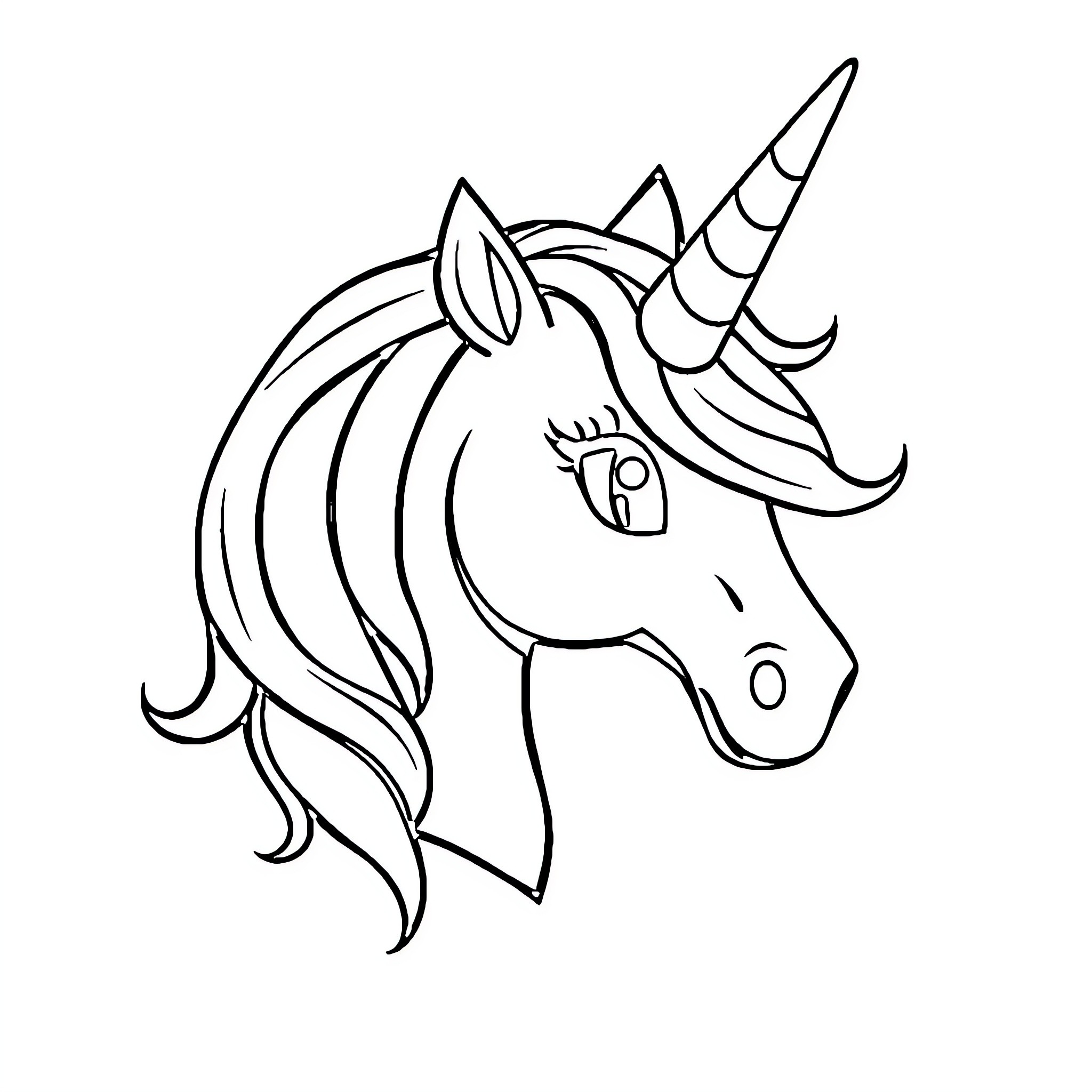 Unicorn with elegant features and flowing mane Coloring Page (free black-and-white line drawing printable PDF for all, from beginners to advanced learners, including children, teens, adults, and seniors)