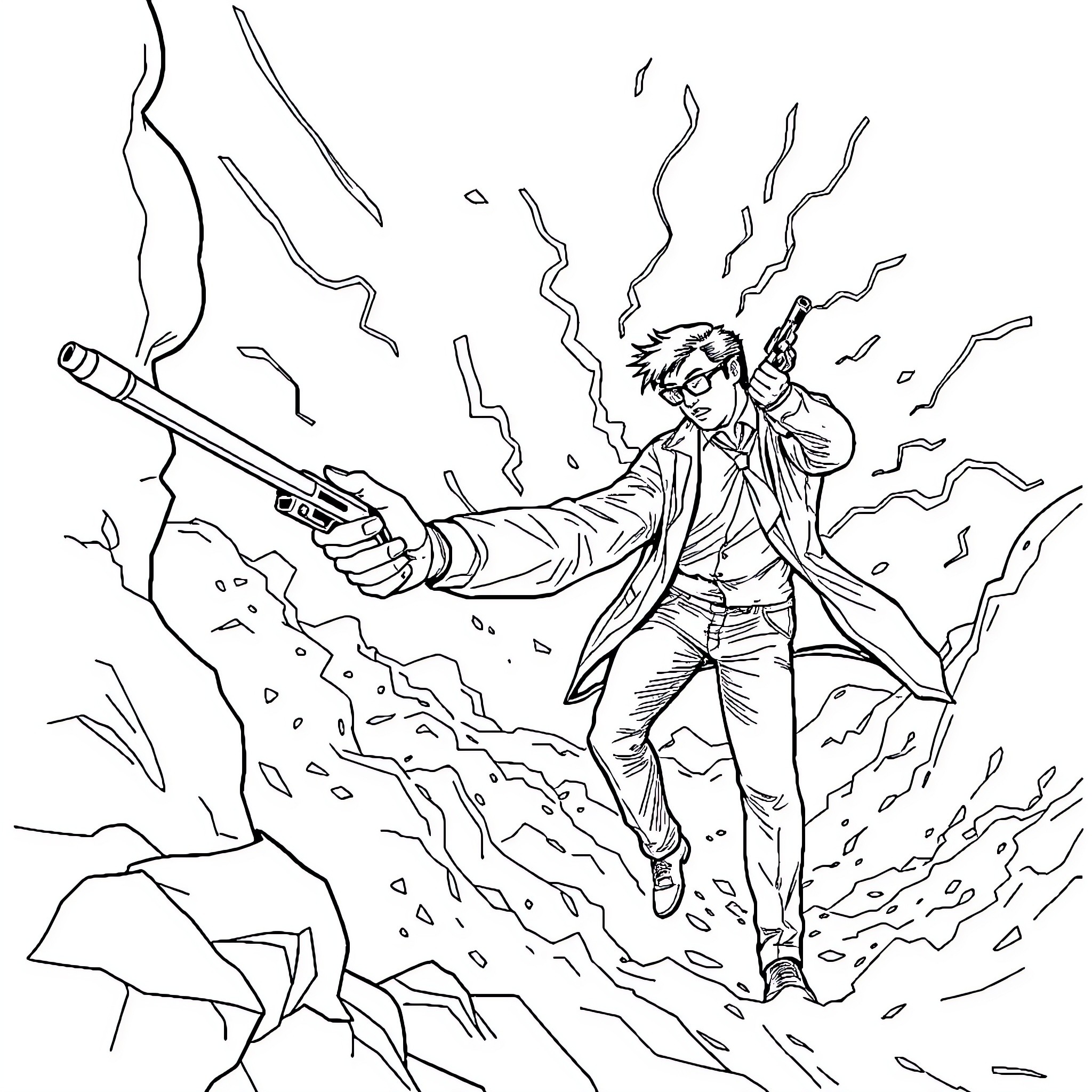 Mission to Escape the Perilous Situation Coloring Page (free black-and-white line drawing printable PDF for all, from beginners to advanced learners, including children, teens, adults, and seniors)