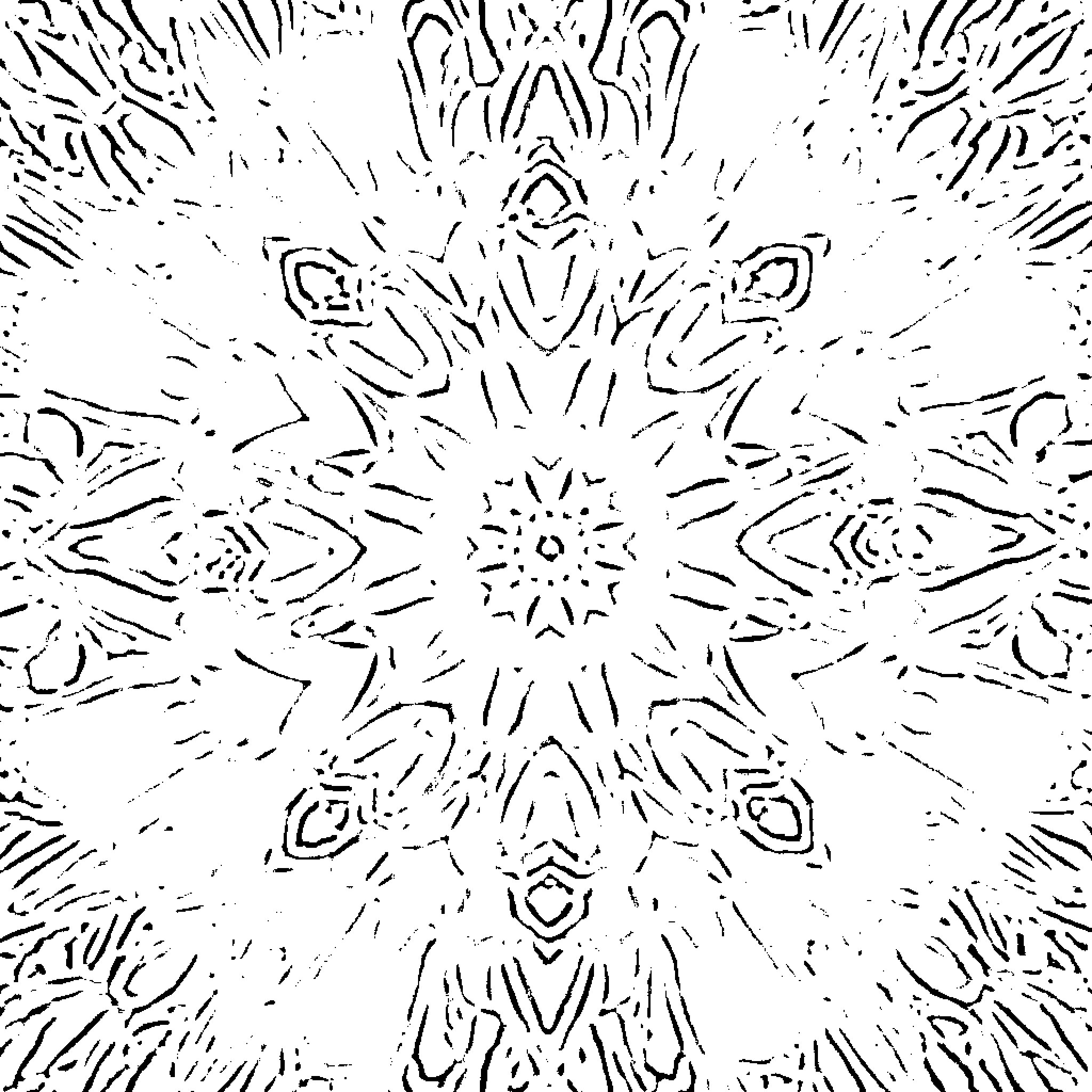 Kaleidoscope of Intricate Patterns Coloring Page (free black-and-white line drawing printable PDF for all, from beginners to advanced learners, including children, teens, adults, and seniors)