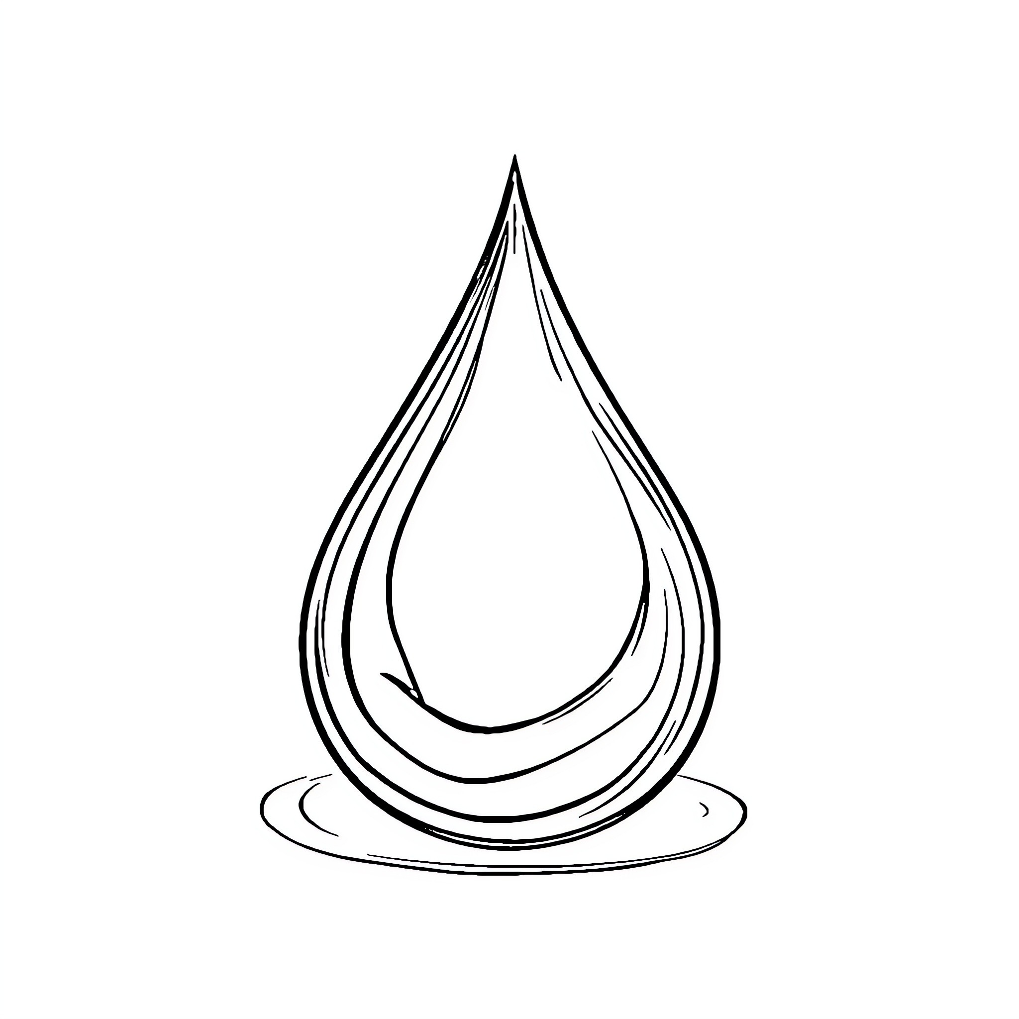 Water Drop Flowing Gracefully Coloring Page (free black-and-white line drawing printable PDF for all, from beginners to advanced learners, including children, teens, adults, and seniors)