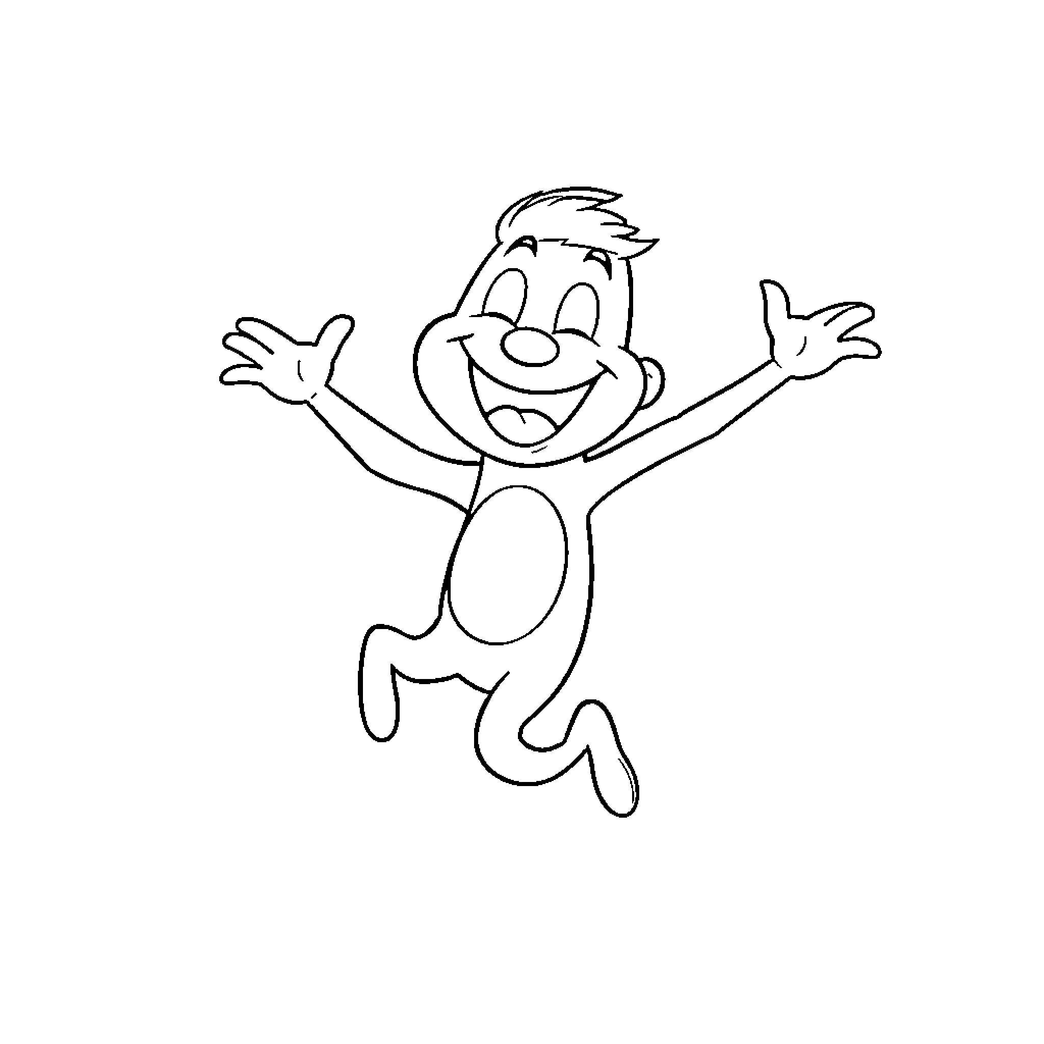 Plim Plim Jumping Joyfully Coloring Page (free black-and-white line drawing printable PDF for all, from beginners to advanced learners, including children, teens, adults, and seniors)