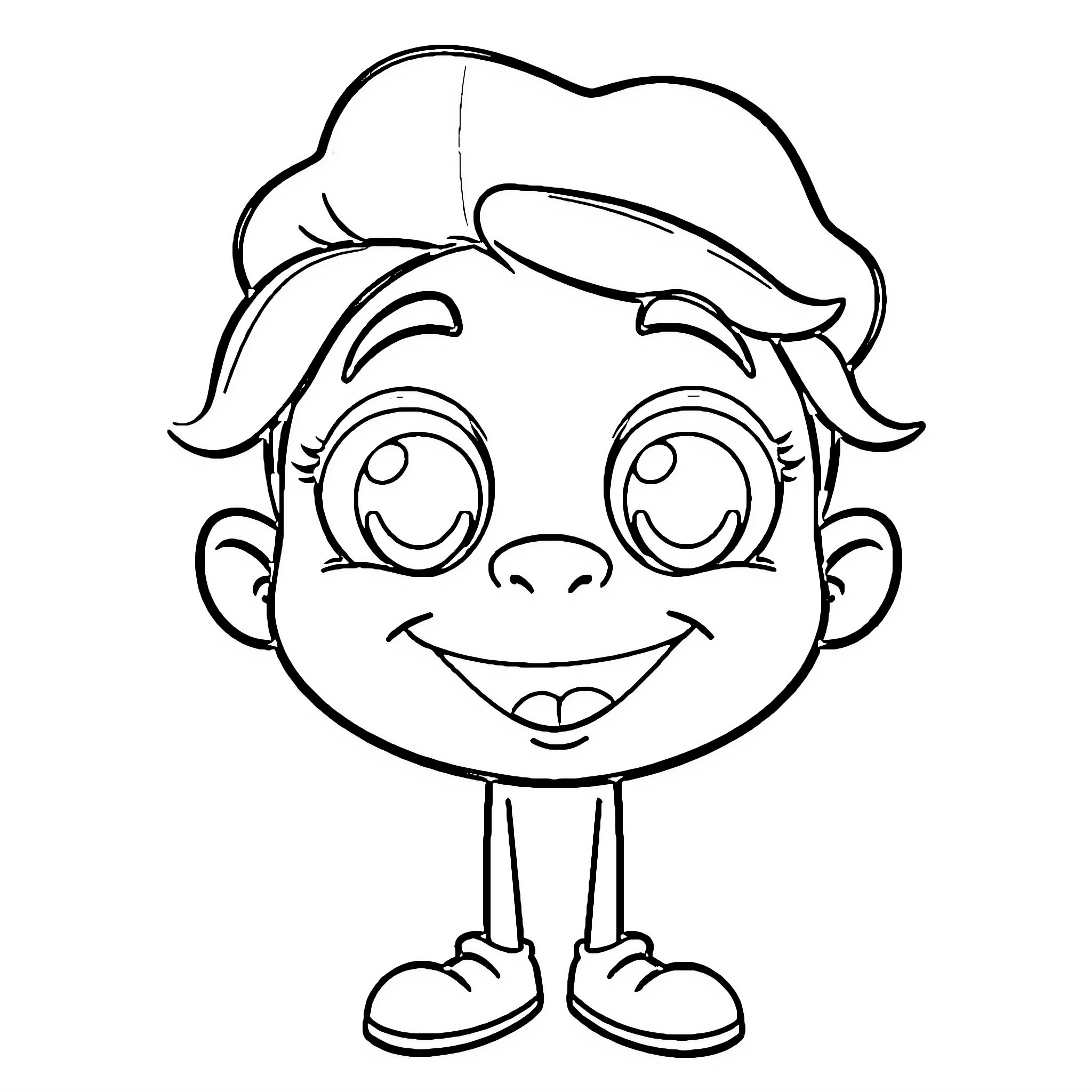 Italian Cartoon Character with Friendly Expression Coloring Page (free black-and-white line drawing printable PDF for all, from beginners to advanced learners, including children, teens, adults, and seniors)
