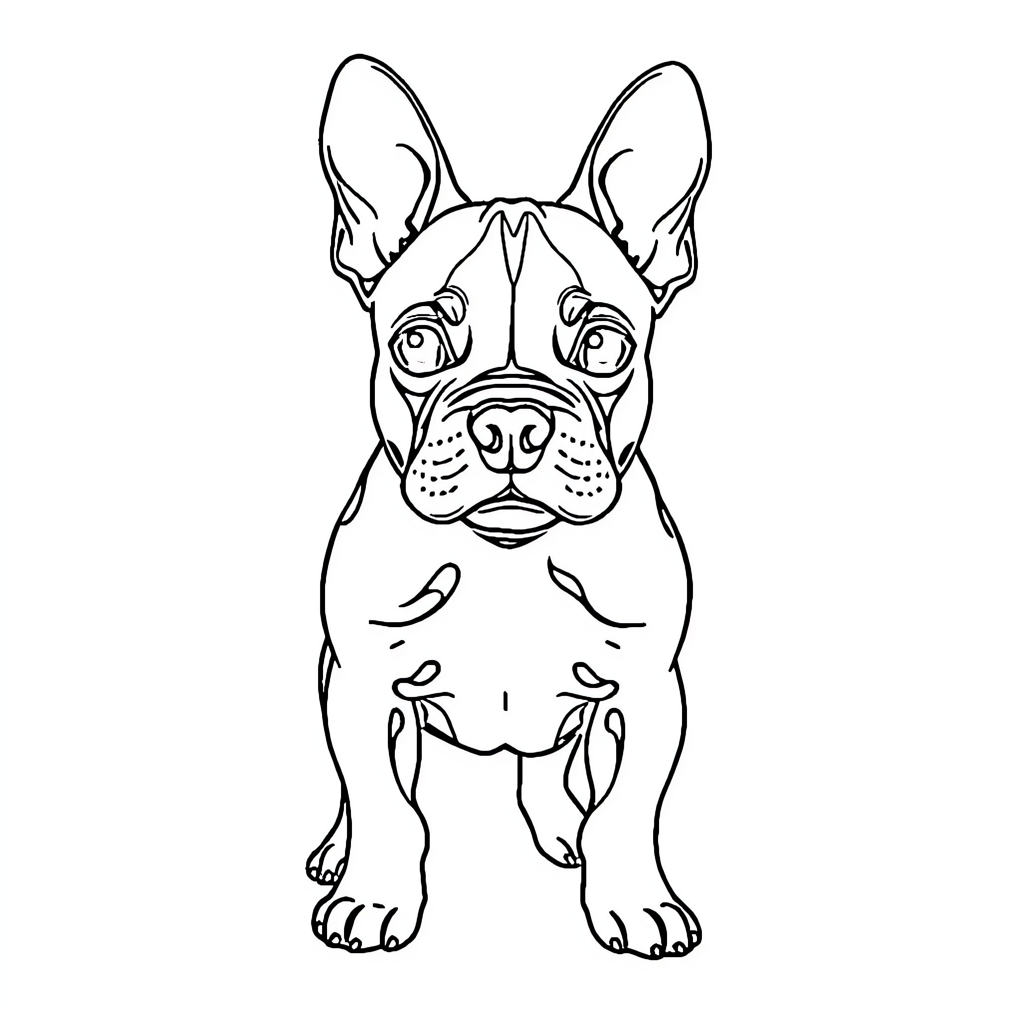 Microbully Dog with Friendly Expression Coloring Page (free black-and-white line drawing printable PDF for all, from beginners to advanced learners, including children, teens, adults, and seniors)
