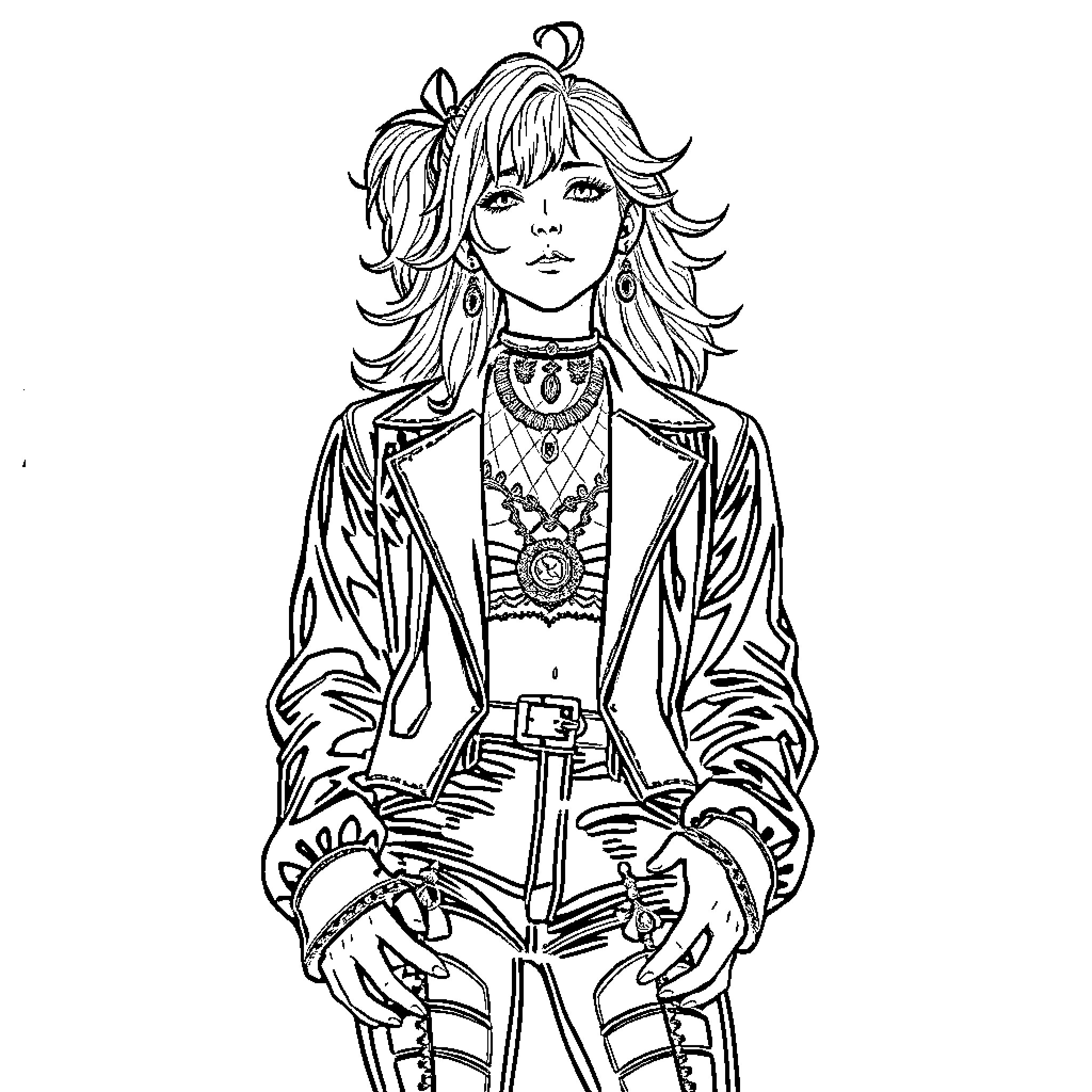 Rumi, the Mysterious Adventurer Coloring Page (free black-and-white line drawing printable PDF for all, from beginners to advanced learners, including children, teens, adults, and seniors)