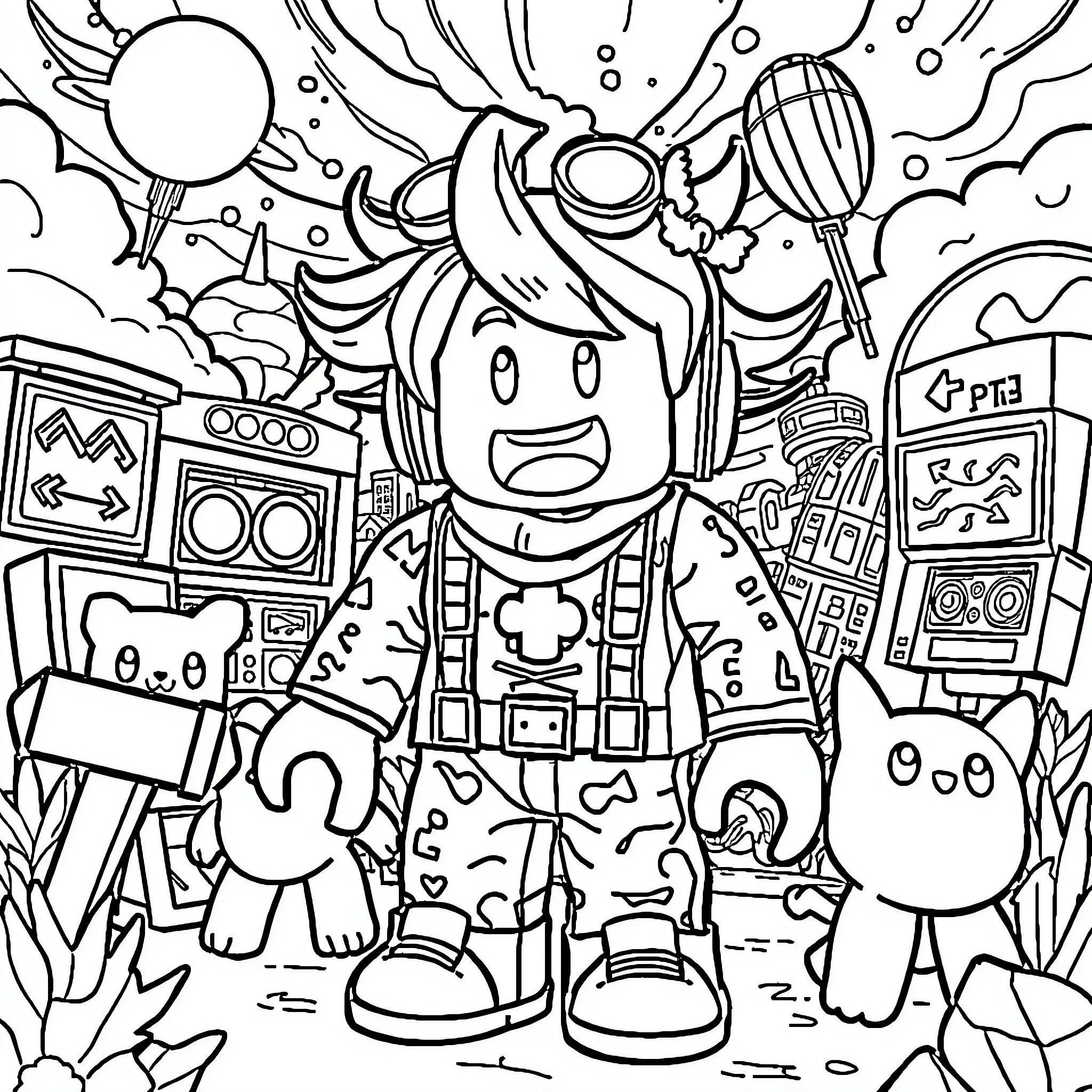 Dandy Character Exploring Vibrant and Eccentric World Coloring Page (free black-and-white line drawing printable PDF for all, from beginners to advanced learners, including children, teens, adults, and seniors)