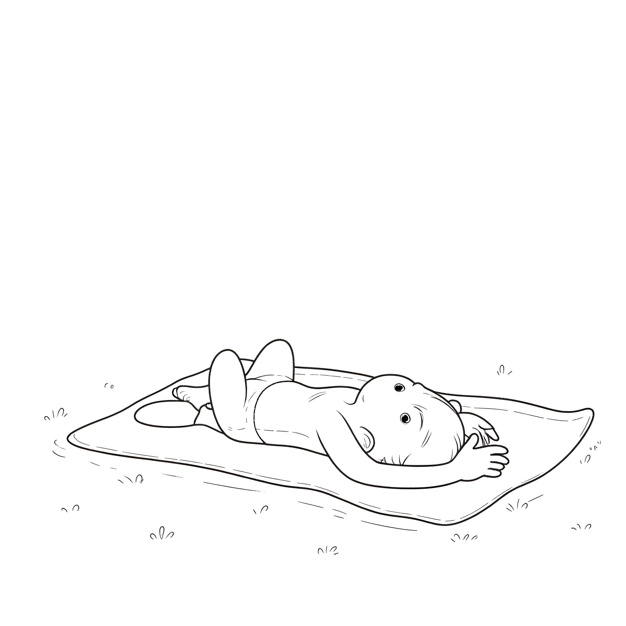 Cousin relaxing peacefully on a soft cushion Coloring Page (free black-and-white line drawing printable PDF for all, from beginners to advanced learners, including children, teens, adults, and seniors)