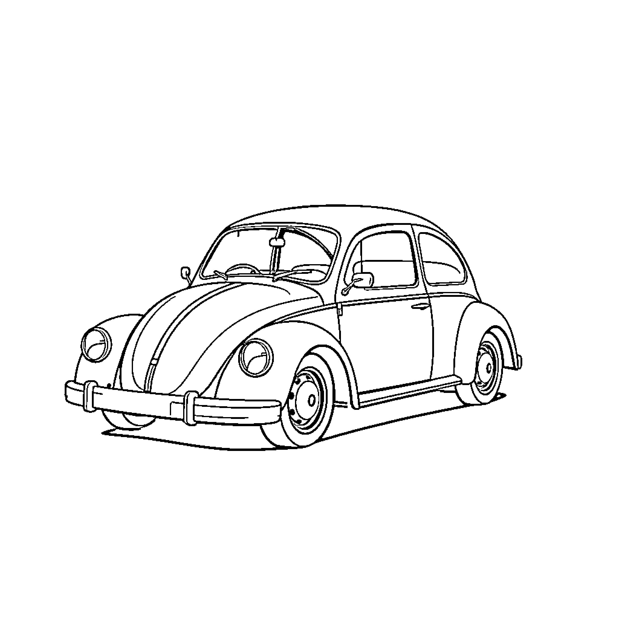 Car parked in simple black and white sketch Coloring Page (free black-and-white line drawing printable PDF for all, from beginners to advanced learners, including children, teens, adults, and seniors)